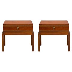 Tommi Parzinger, Mahogany, Brass, Low Nightstands, USA, 1960s