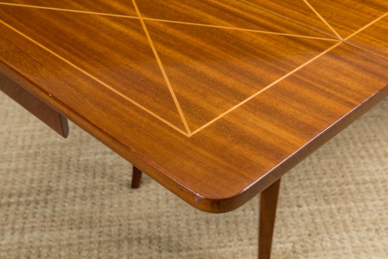 Tommi Parzinger Mahogany Convertible Desk, Dining & Console Table, 1951, Signed  For Sale 6