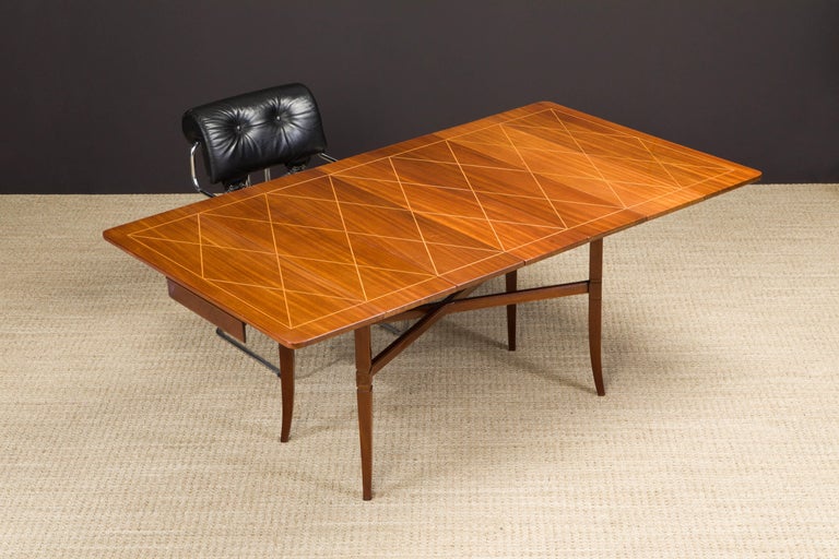 Tommi Parzinger Mahogany Convertible Desk, Dining & Console Table, 1951, Signed  For Sale 11