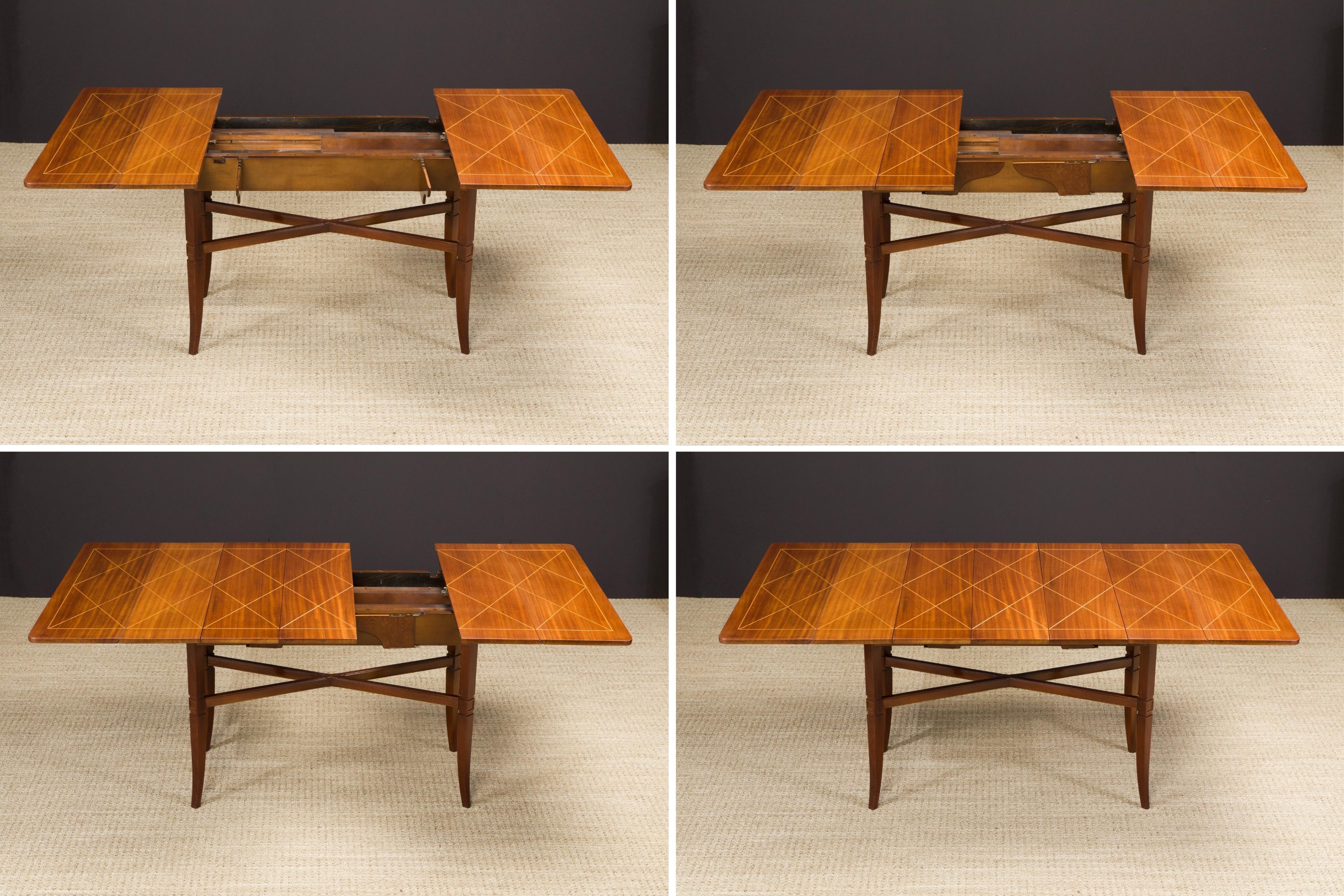 Tommi Parzinger Mahogany Convertible Desk, Dining & Console Table, 1951, Signed  In Excellent Condition In Los Angeles, CA