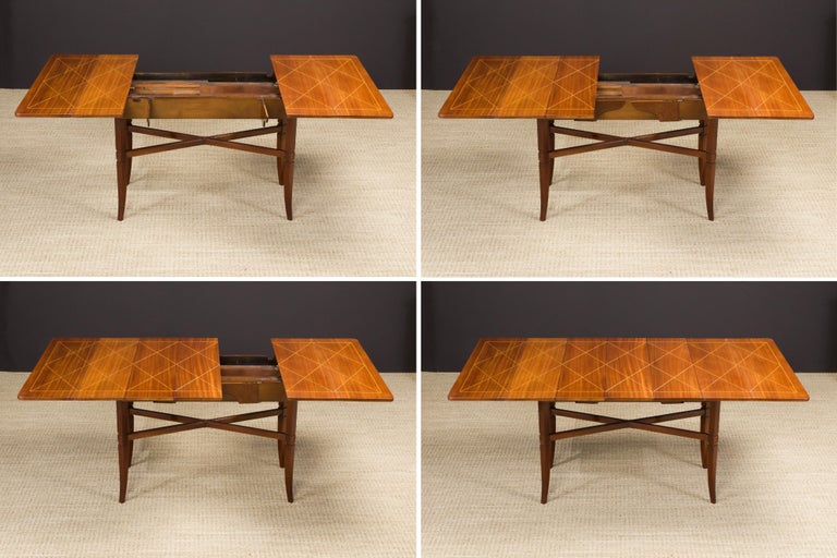 Tommi Parzinger Mahogany Convertible Desk, Dining & Console Table, 1951, Signed  In Excellent Condition For Sale In Los Angeles, CA