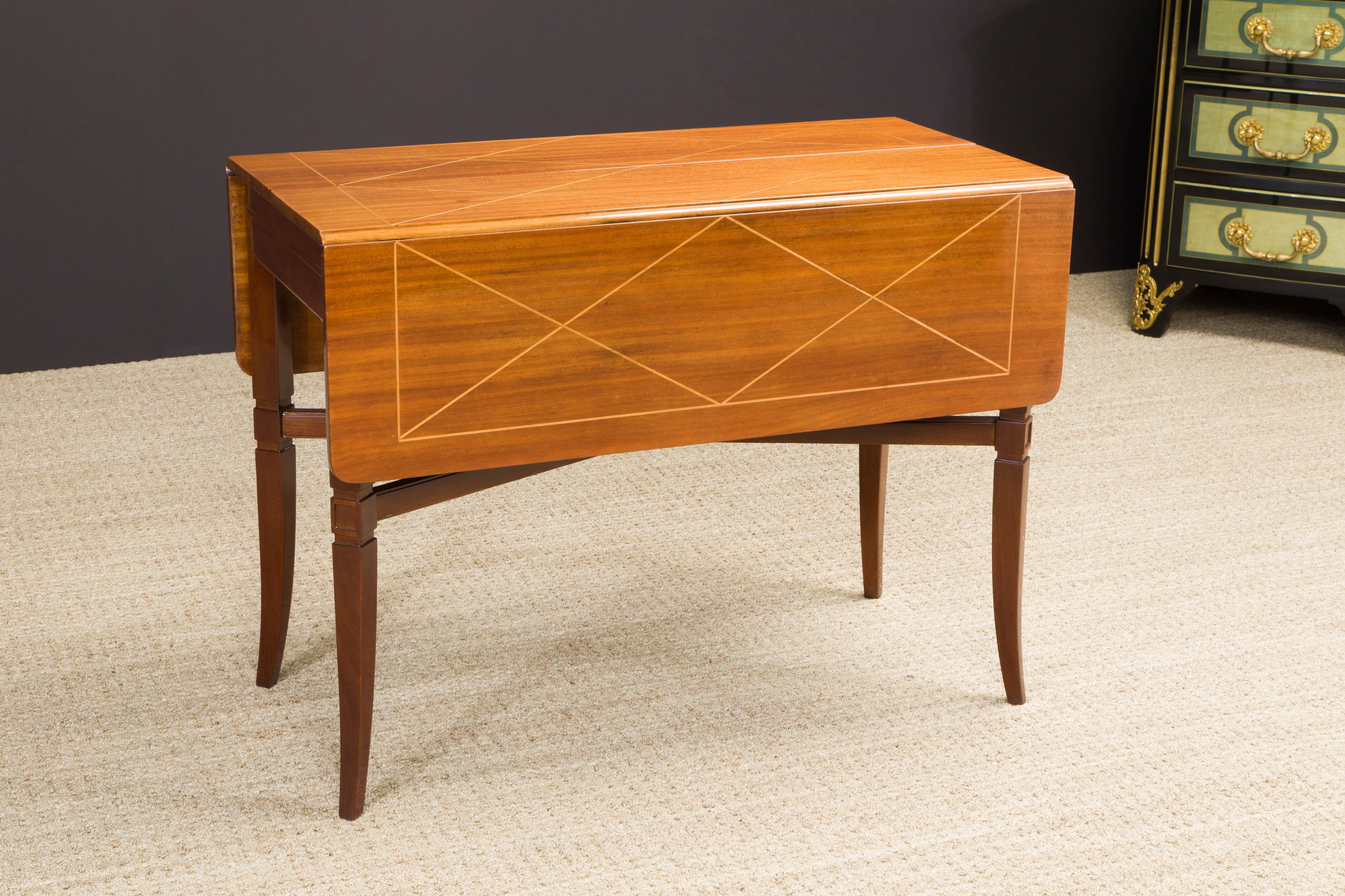 Fruitwood Tommi Parzinger Mahogany Convertible Desk, Dining & Console Table, 1951, Signed 
