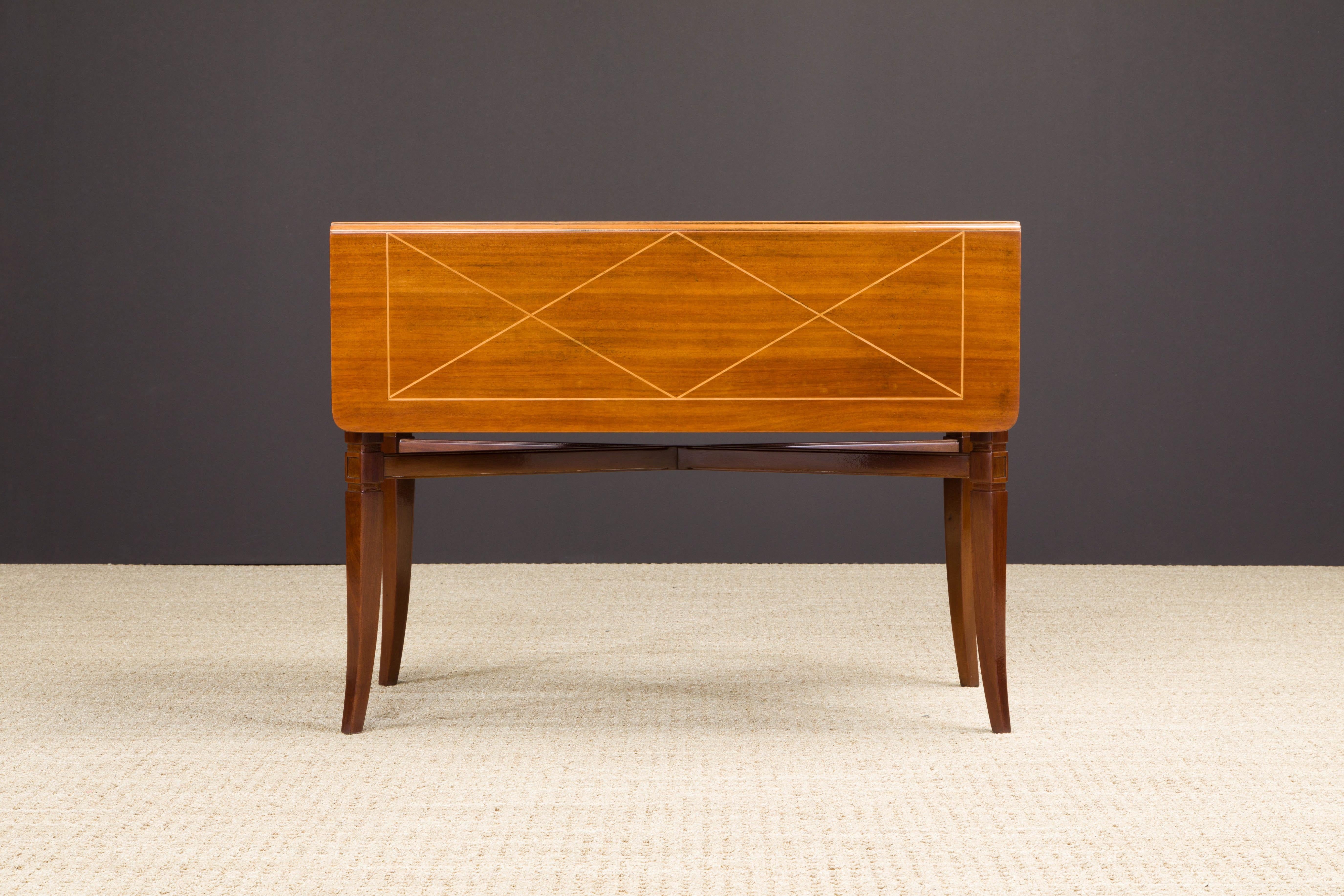 Tommi Parzinger Mahogany Convertible Desk, Dining & Console Table, 1951, Signed  1