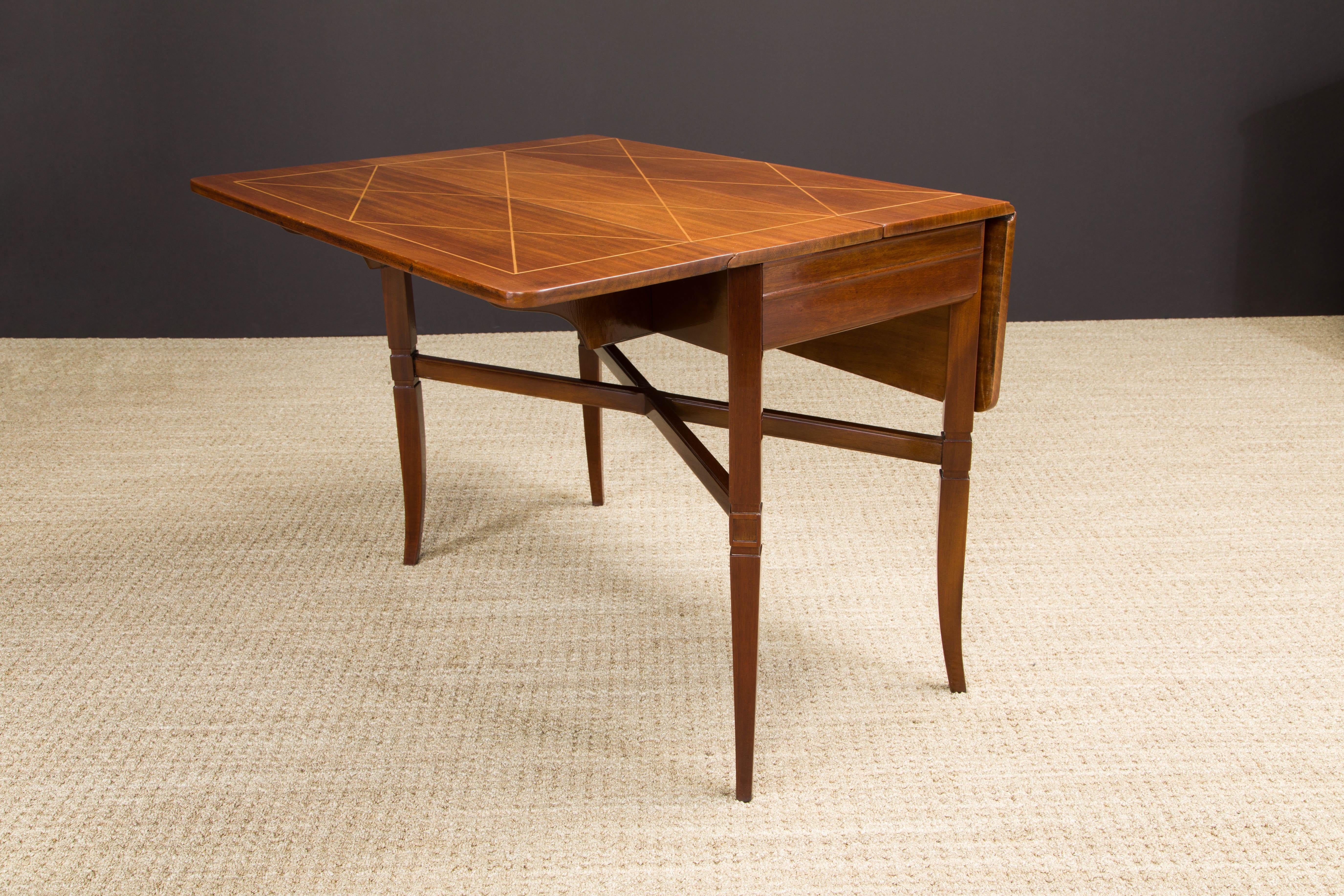 Tommi Parzinger Mahogany Convertible Desk, Dining & Console Table, 1951, Signed  2