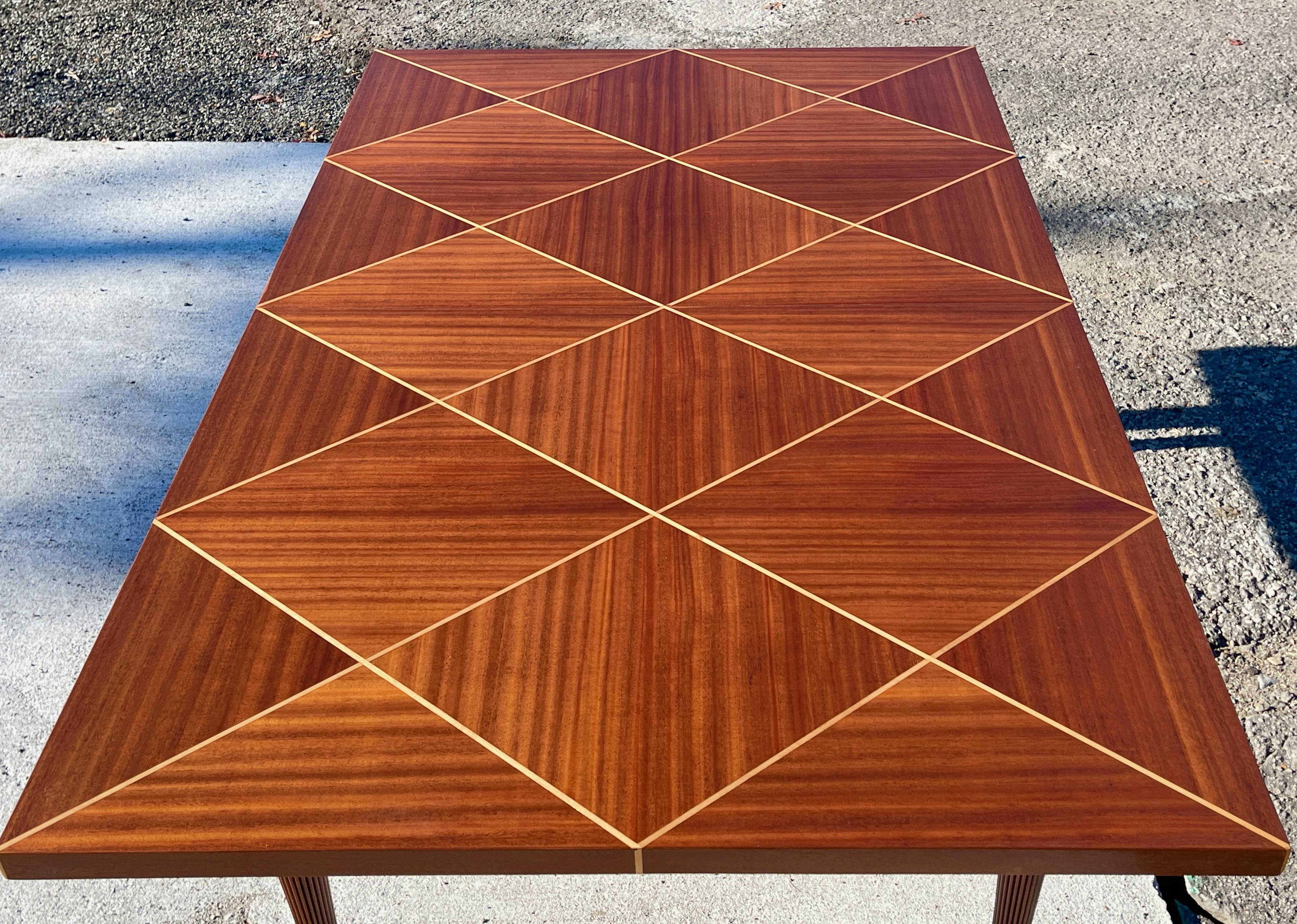 Tommi Parzinger Mahogany & Satinwood Parquetry DIning Table for Charak Modern 4