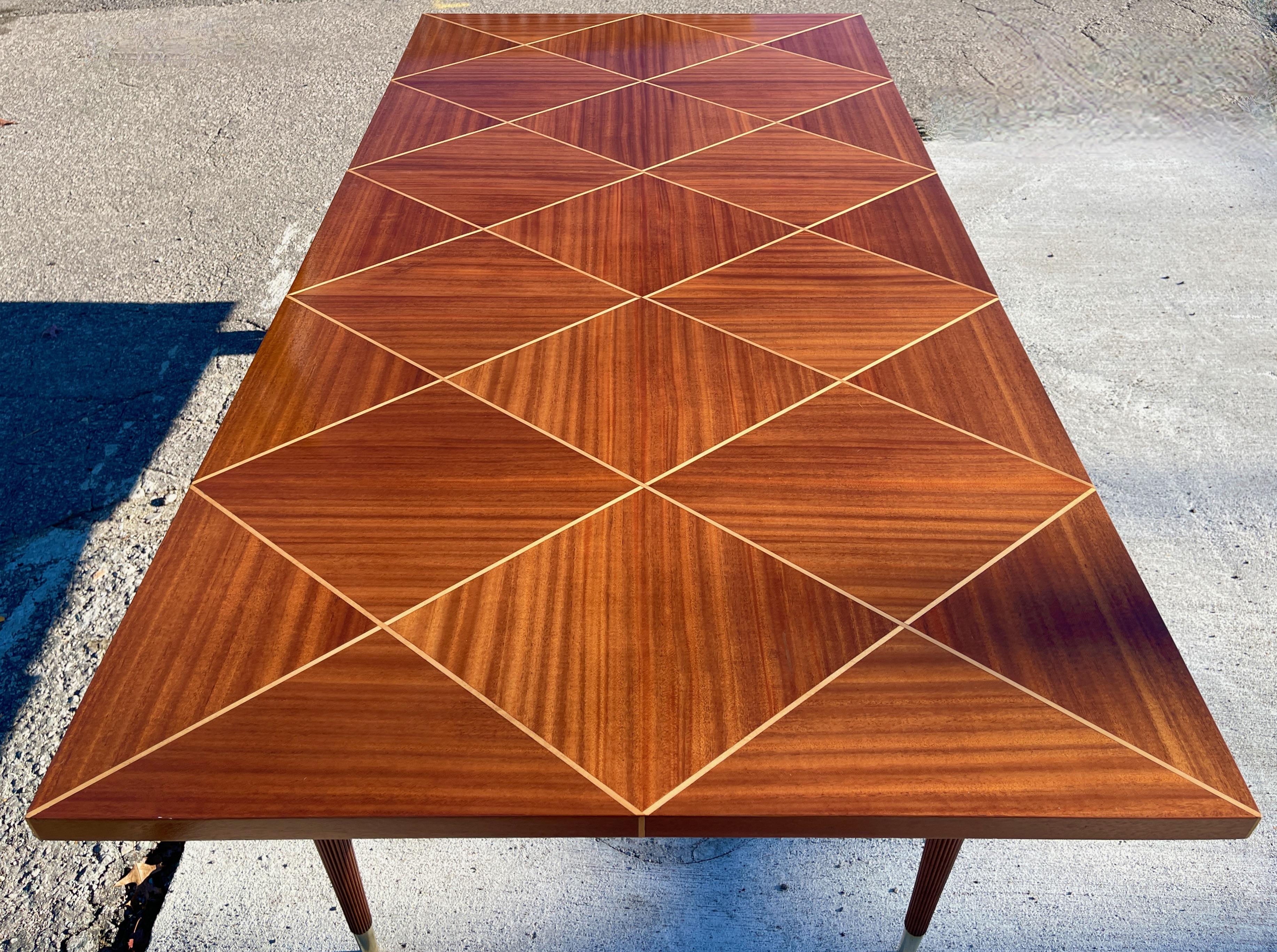 Tommi Parzinger Mahogany & Satinwood Parquetry DIning Table for Charak Modern 10