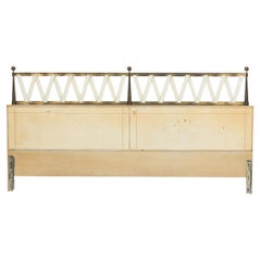 Tommi Parzinger Mid-Century American Brass and Leather King-Size Headboard