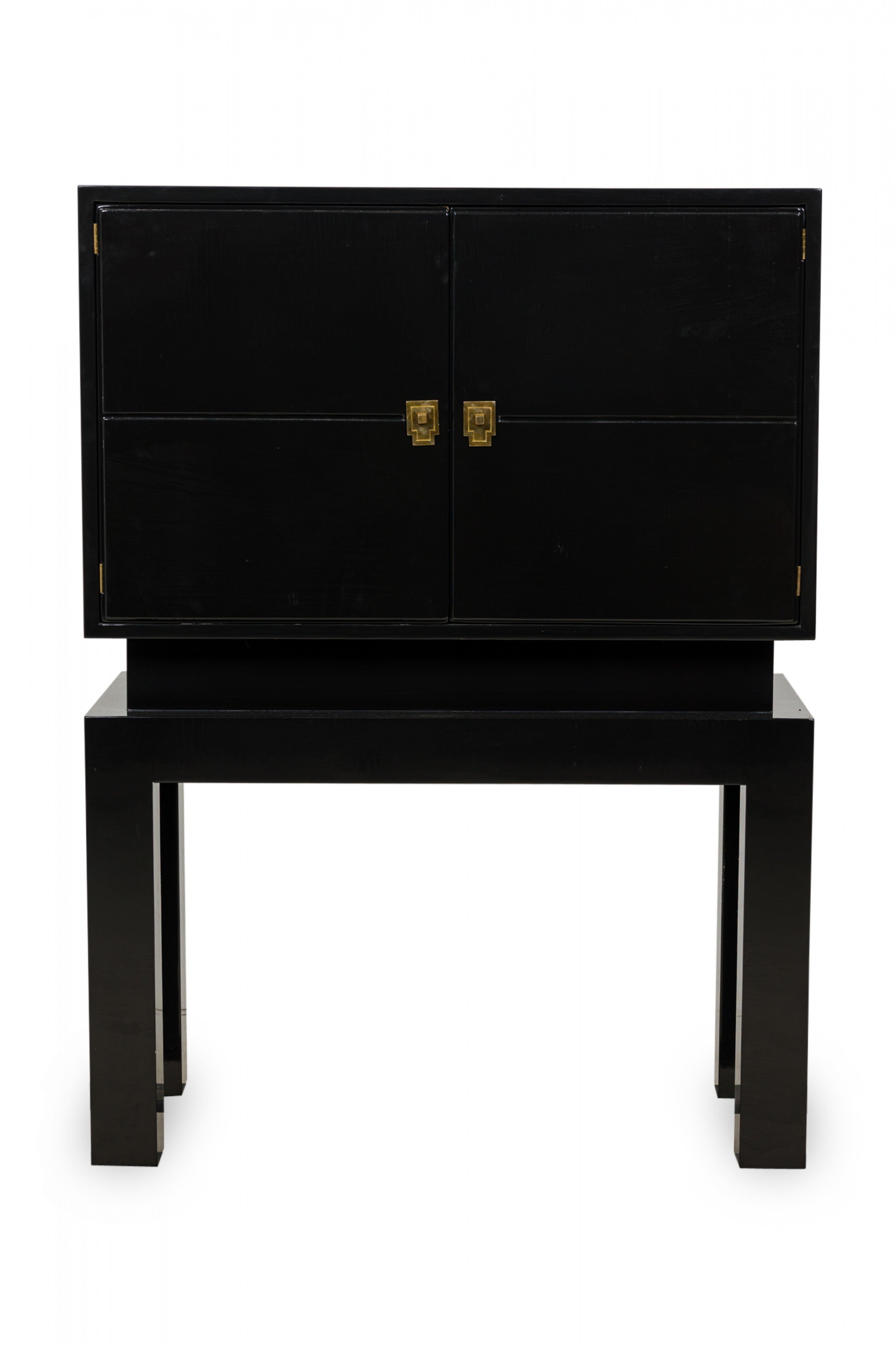 Tommi Parzinger Midcentury American Modern Black Lacquered Bar Cabinet