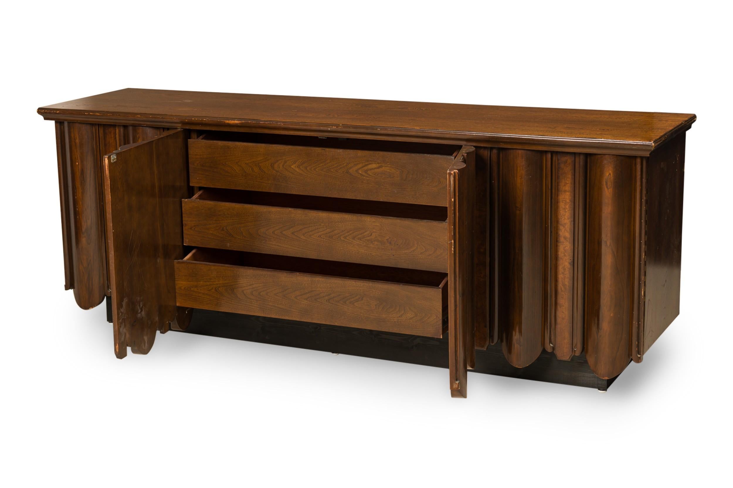 Wood Tommi Parzinger Mid-Century Continental 4-Door Long Credenza For Sale