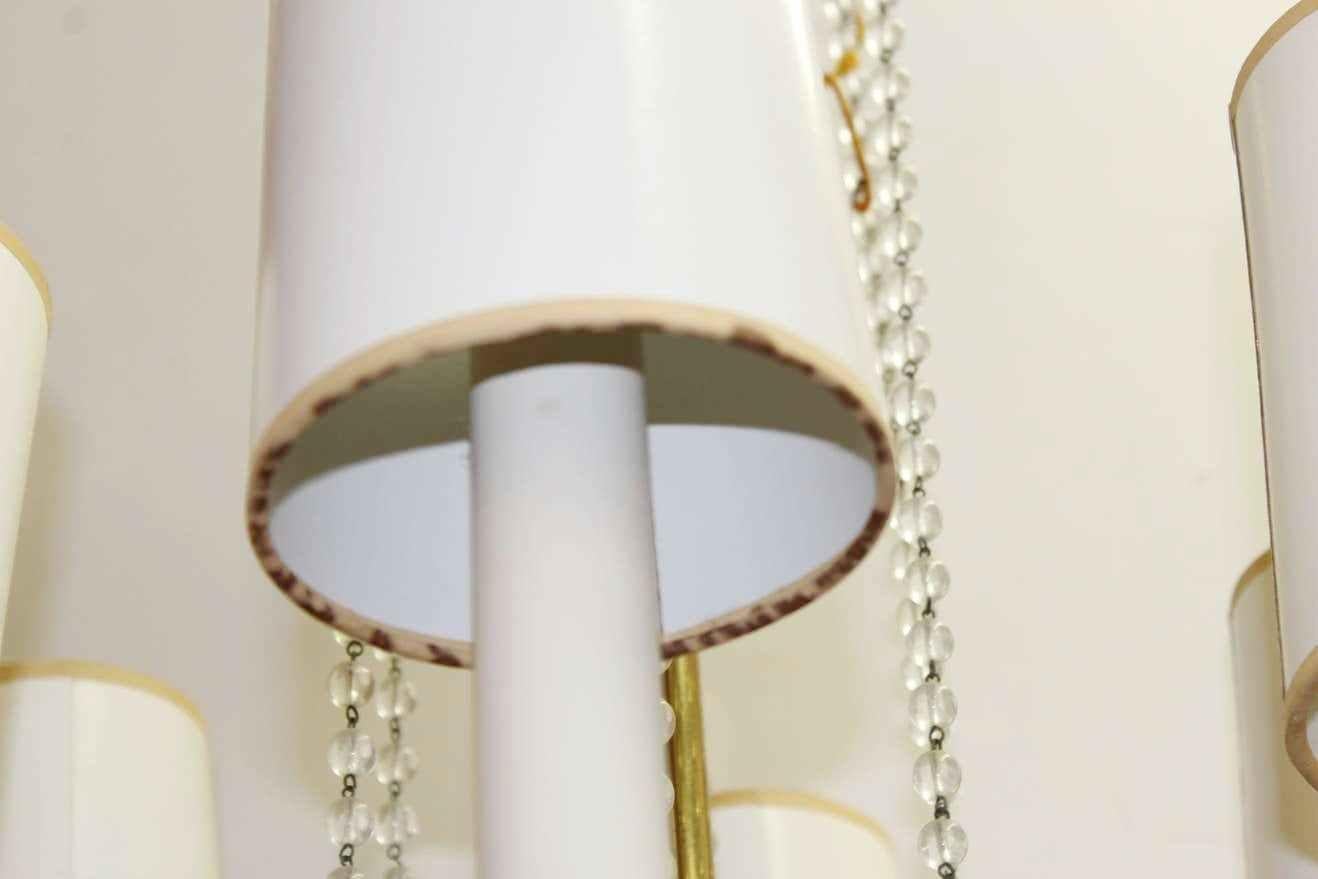 Tommi Parzinger Mid-Century Modern Brass & Crystal Chandelier 2