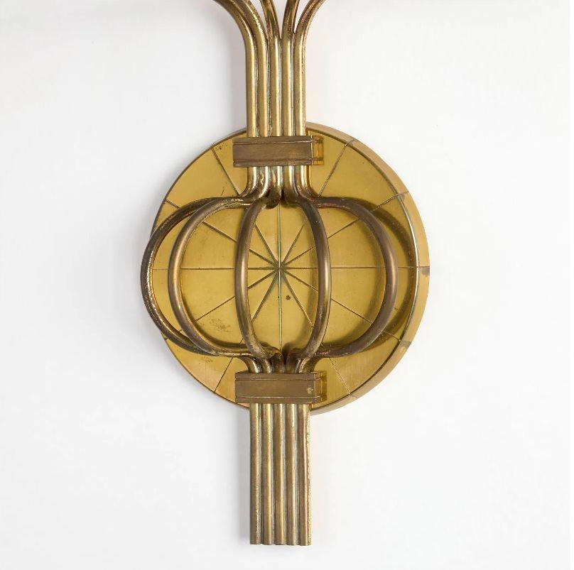 American Tommi Parzinger, Mid-Century Modern, Candleholder Sconces, Brass, USA c. 1955 For Sale