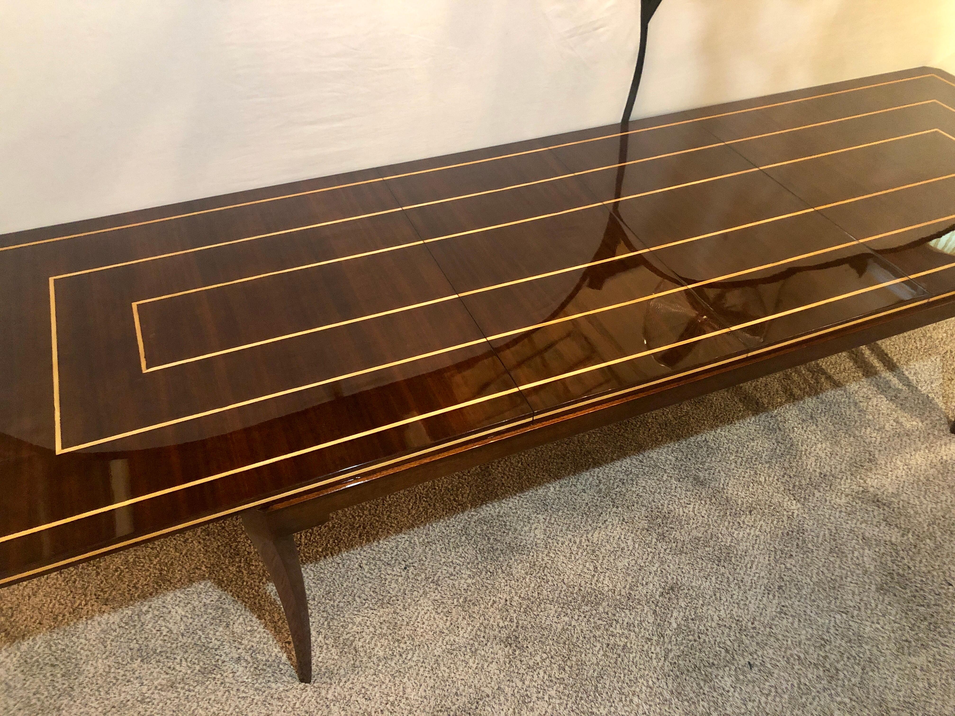 American Tommi Parzinger Mid-Century Modern Mahogany Charak Modern Two Leaf Dining Table