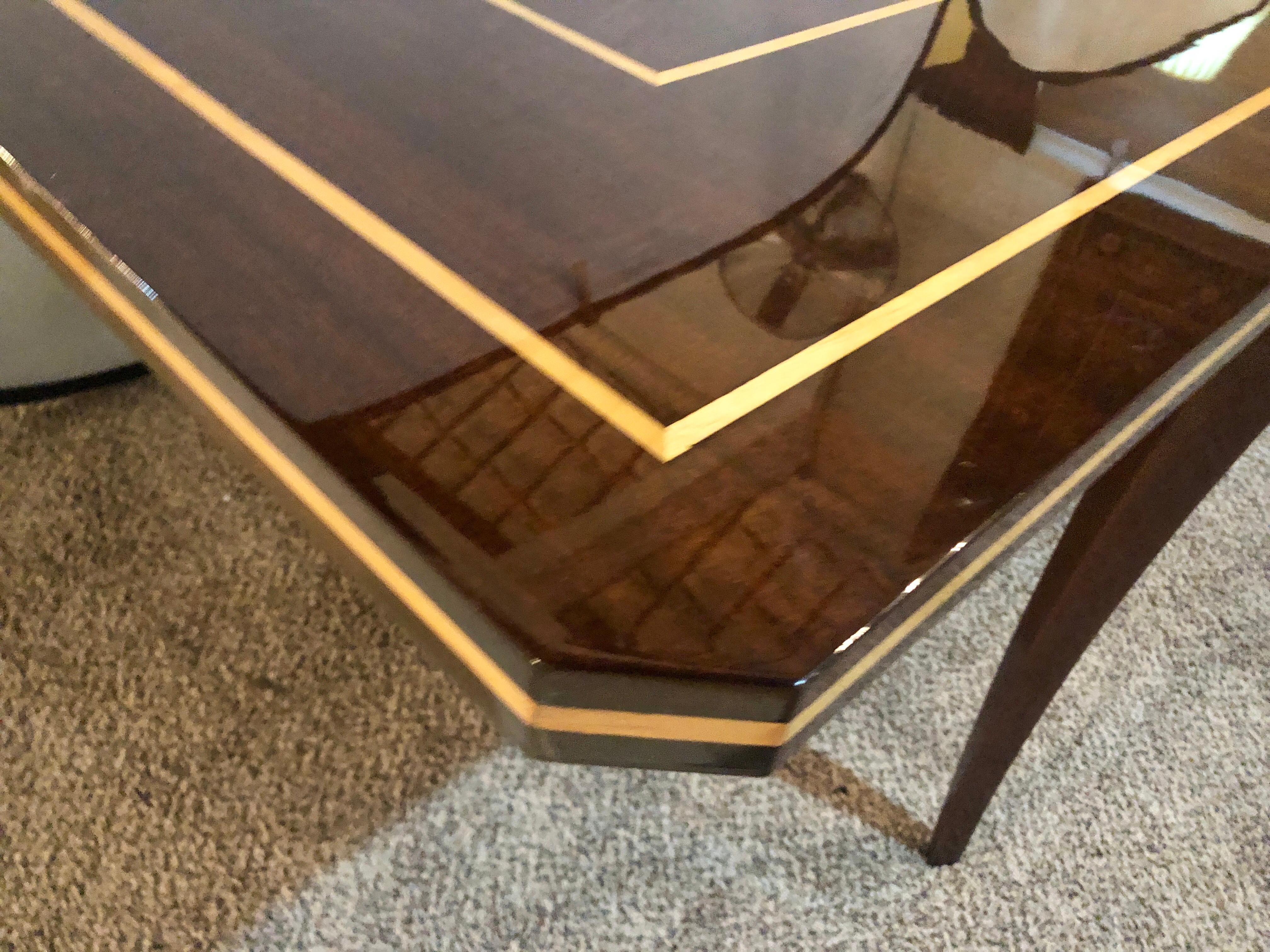 Tommi Parzinger Mid-Century Modern Mahogany Charak Modern Two Leaf Dining Table In Good Condition In Manhasset, NY