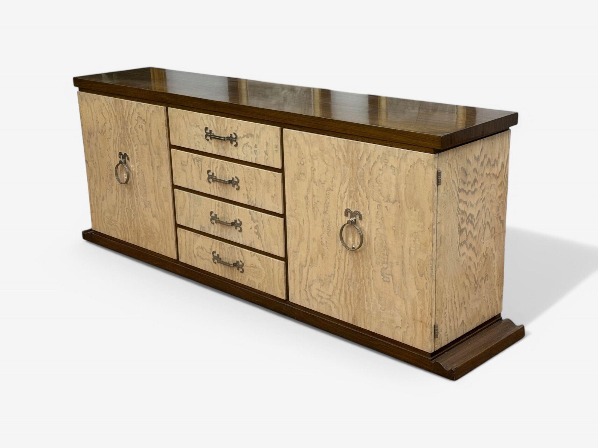 Tommi Parzinger, Mid-Century Modern, Walnut, Burl, Rare Sideboard, USA, 1960s Bon état - En vente à Manhasset, NY