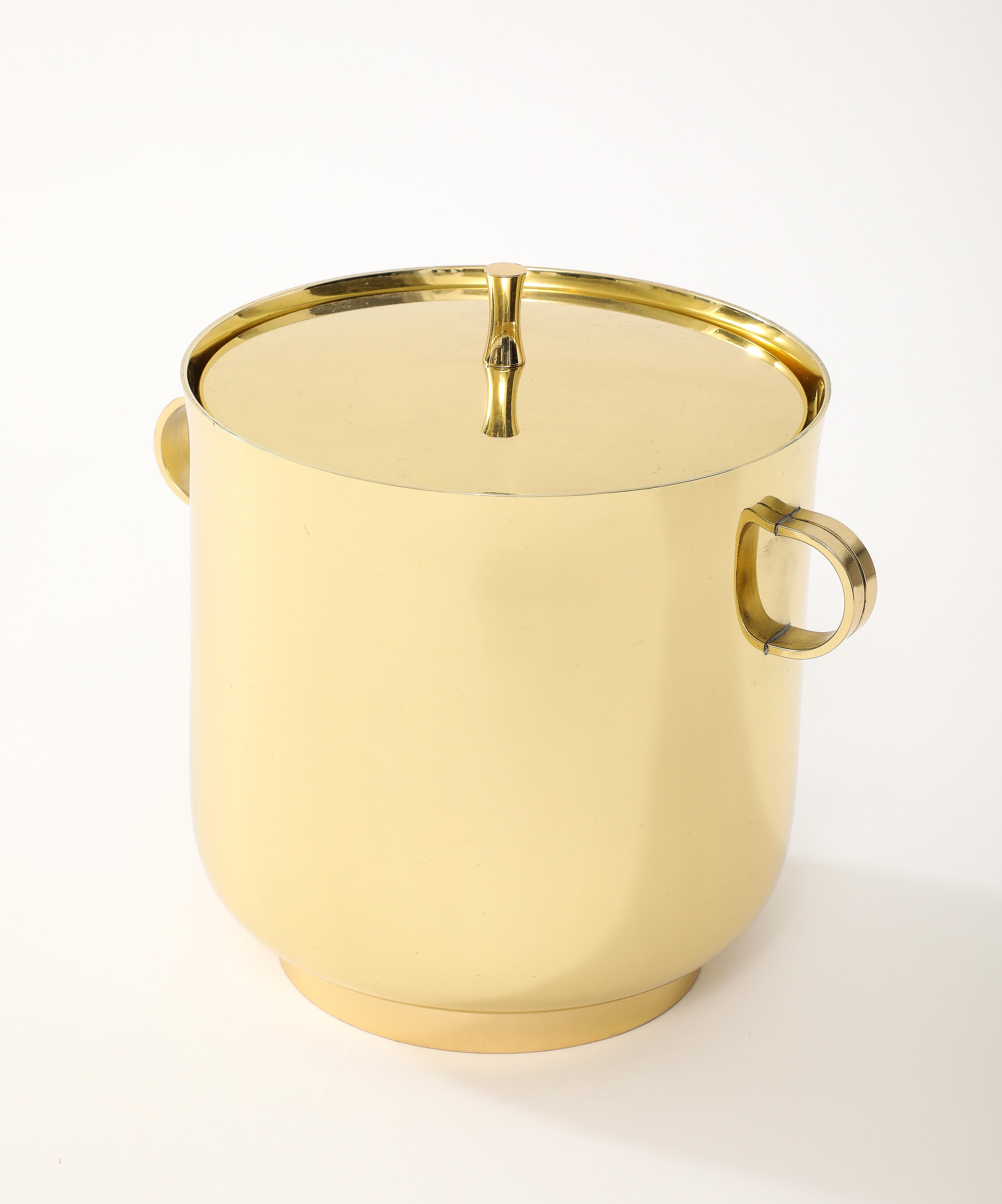 American Tommi Parzinger Modernist Brass Ice Bucket For Sale