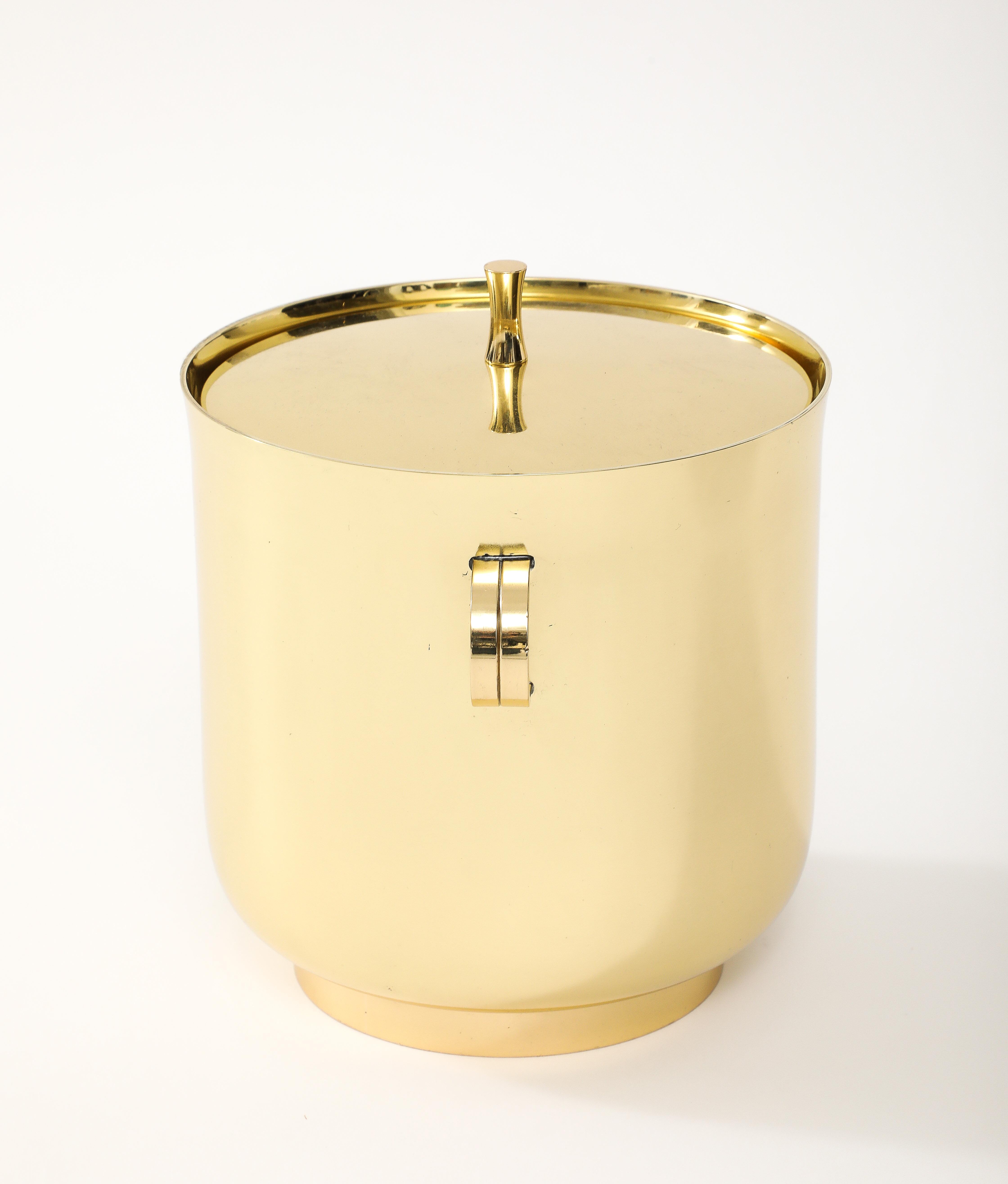 Tommi Parzinger Modernist Brass Ice Bucket In Good Condition For Sale In New York, NY