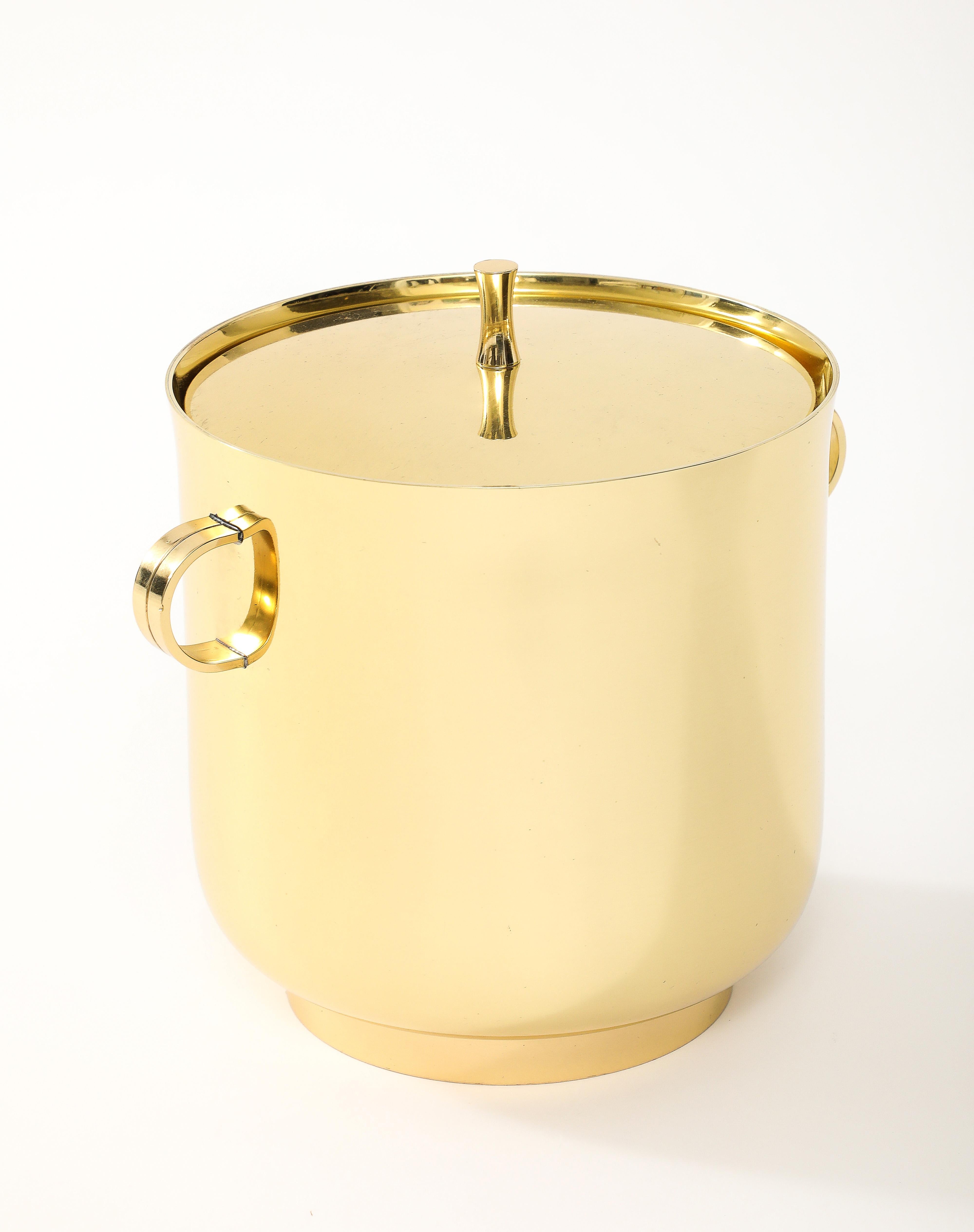 20th Century Tommi Parzinger Modernist Brass Ice Bucket For Sale