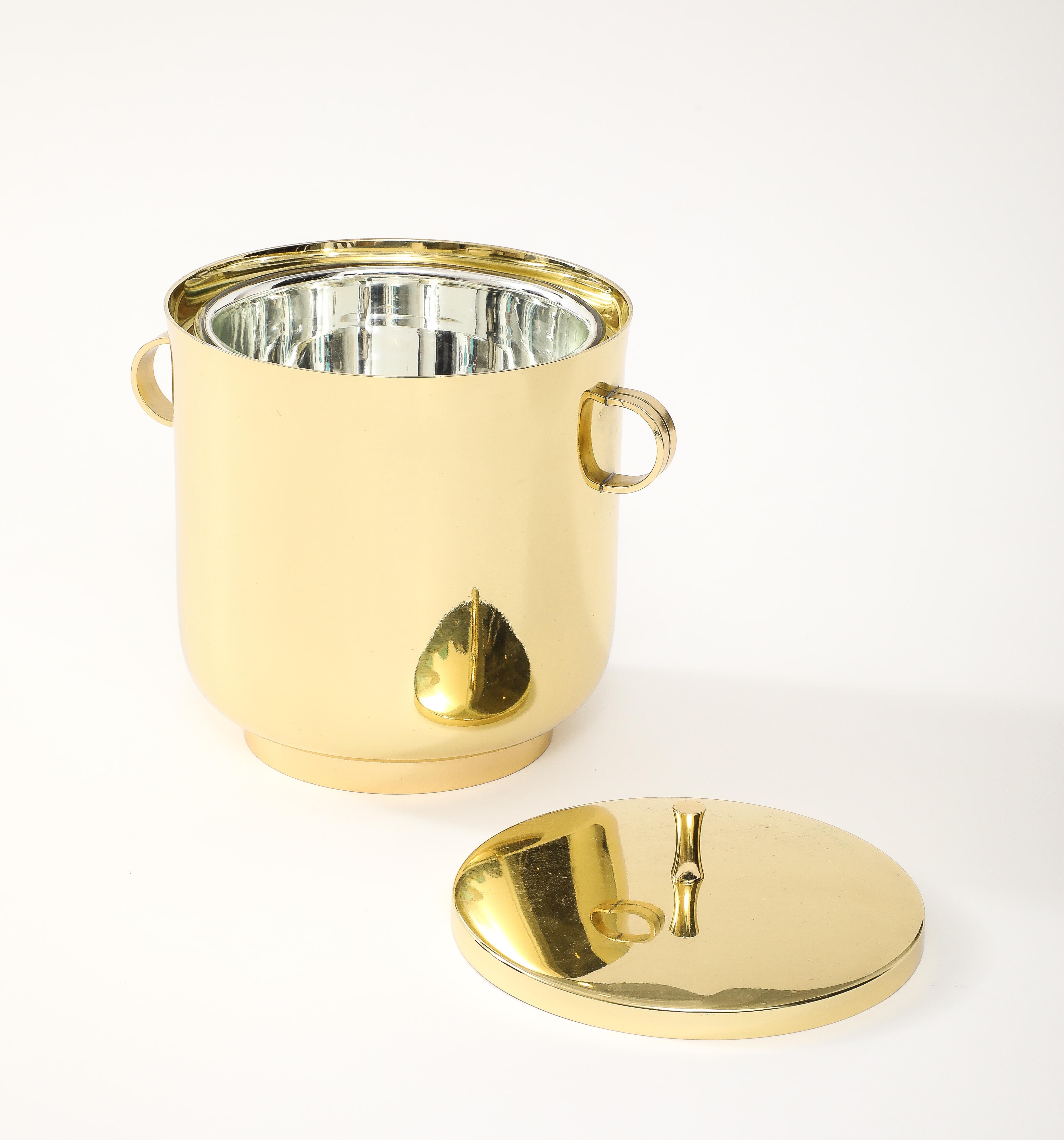 Tommi Parzinger Modernist Brass Ice Bucket For Sale 2