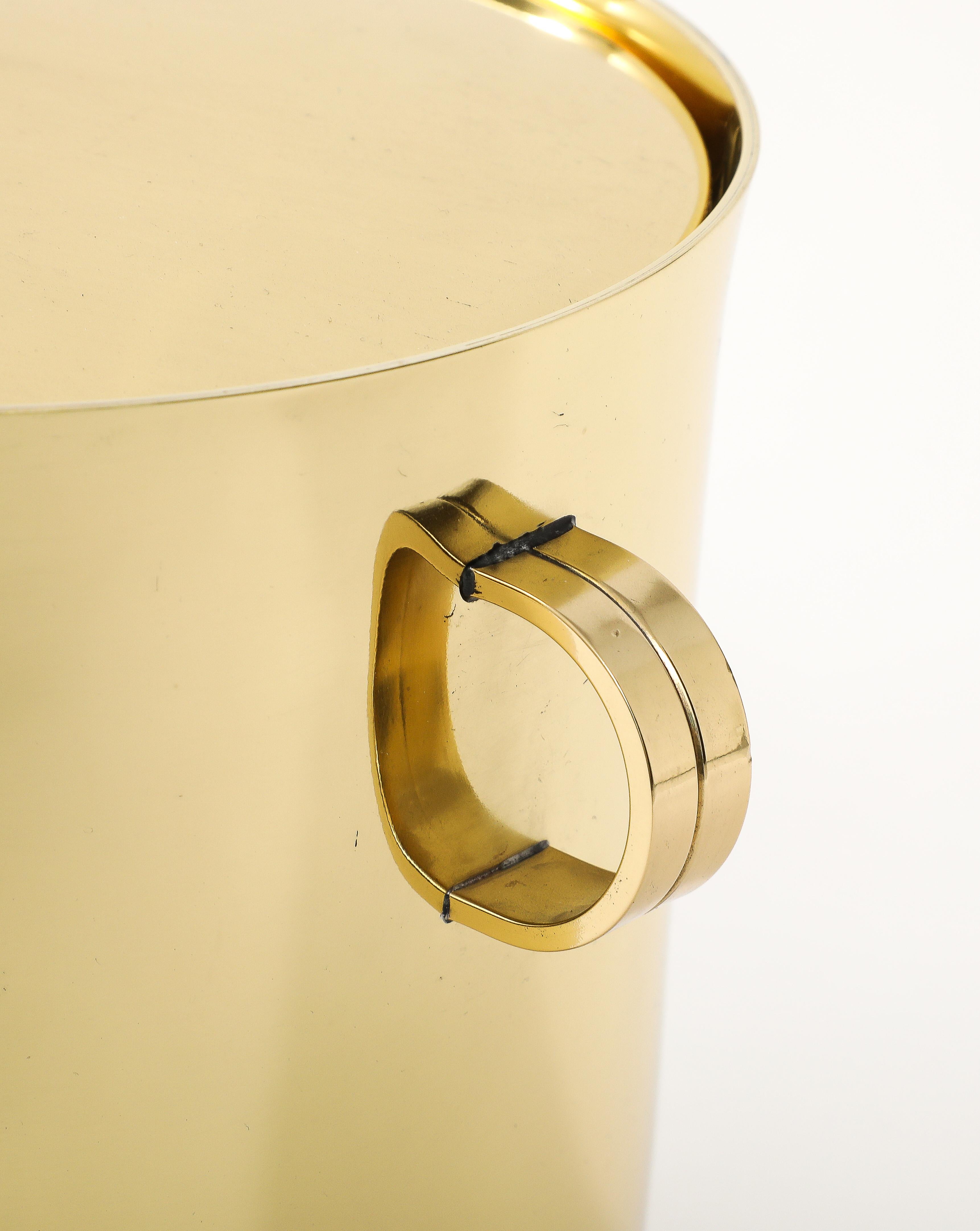 Tommi Parzinger Modernist Brass Ice Bucket For Sale 3