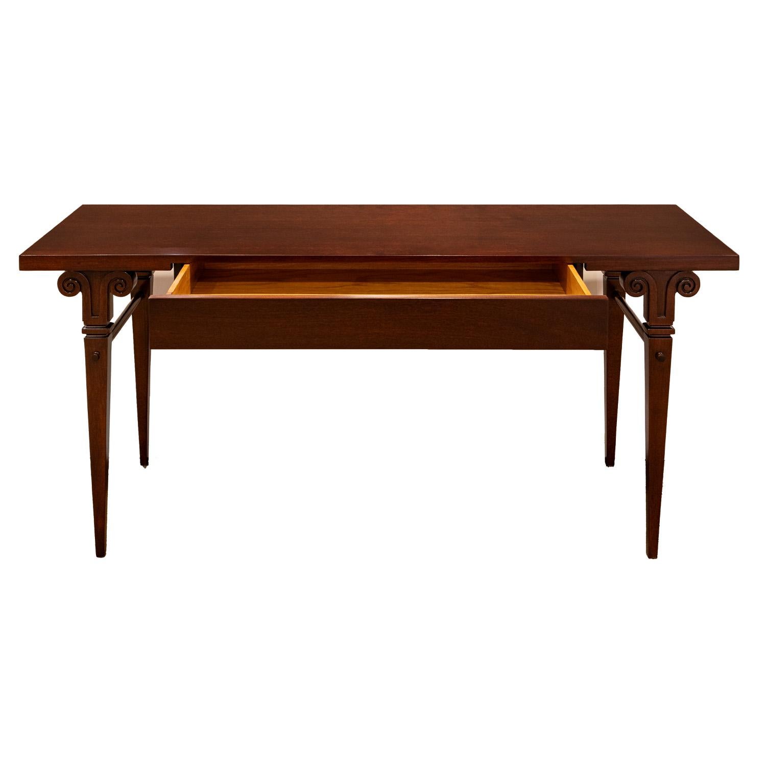 Hand-Crafted Tommi Parzinger Neoclassical Style Console Table in Mahogany 1960s For Sale