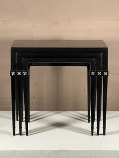 Tommi Parzinger Nesting Tables in Black Lacquer