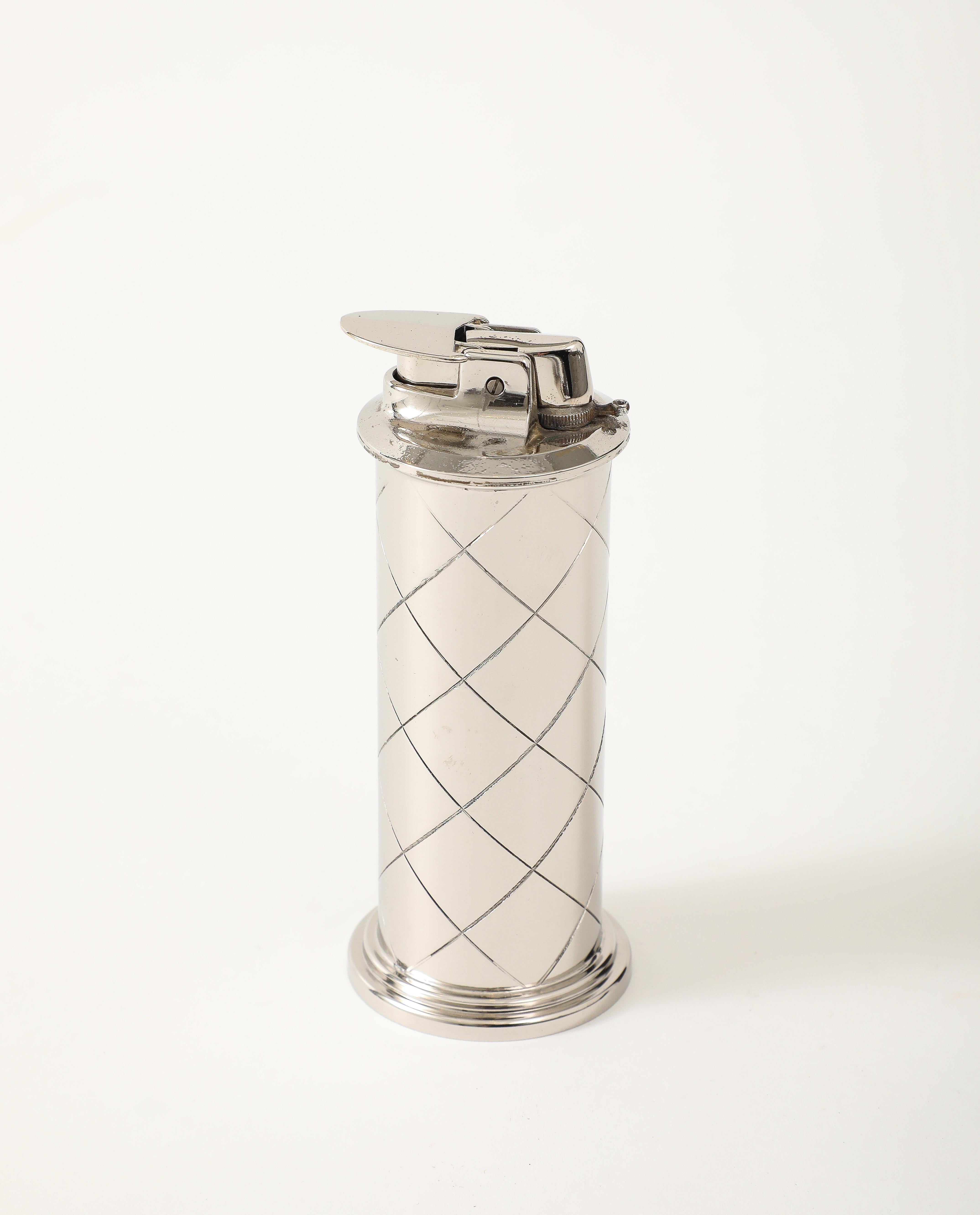 American Tommi Parzinger Nickel Ash Tray, Lighter For Sale