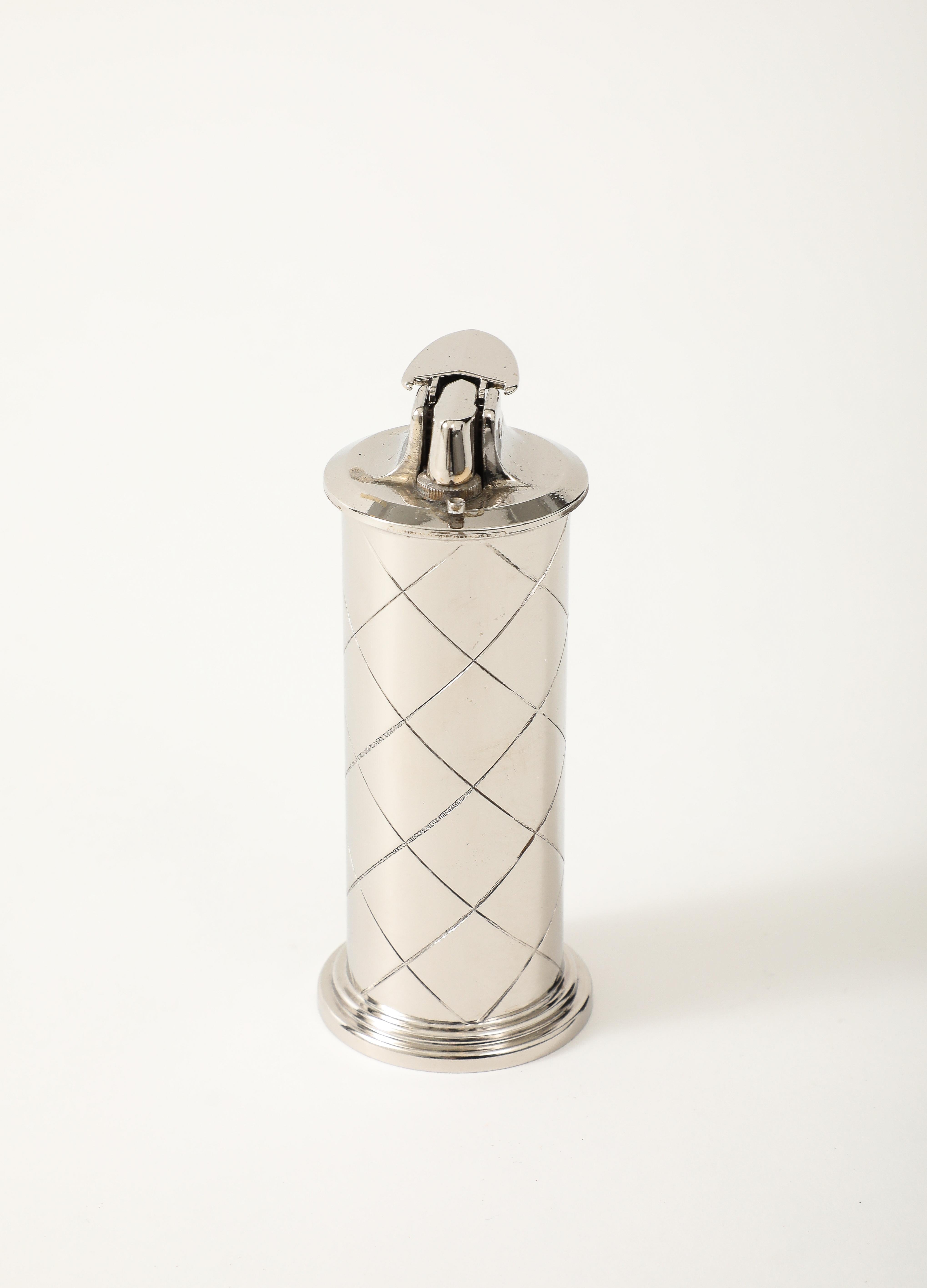 Polished Tommi Parzinger Nickel Ash Tray, Lighter For Sale