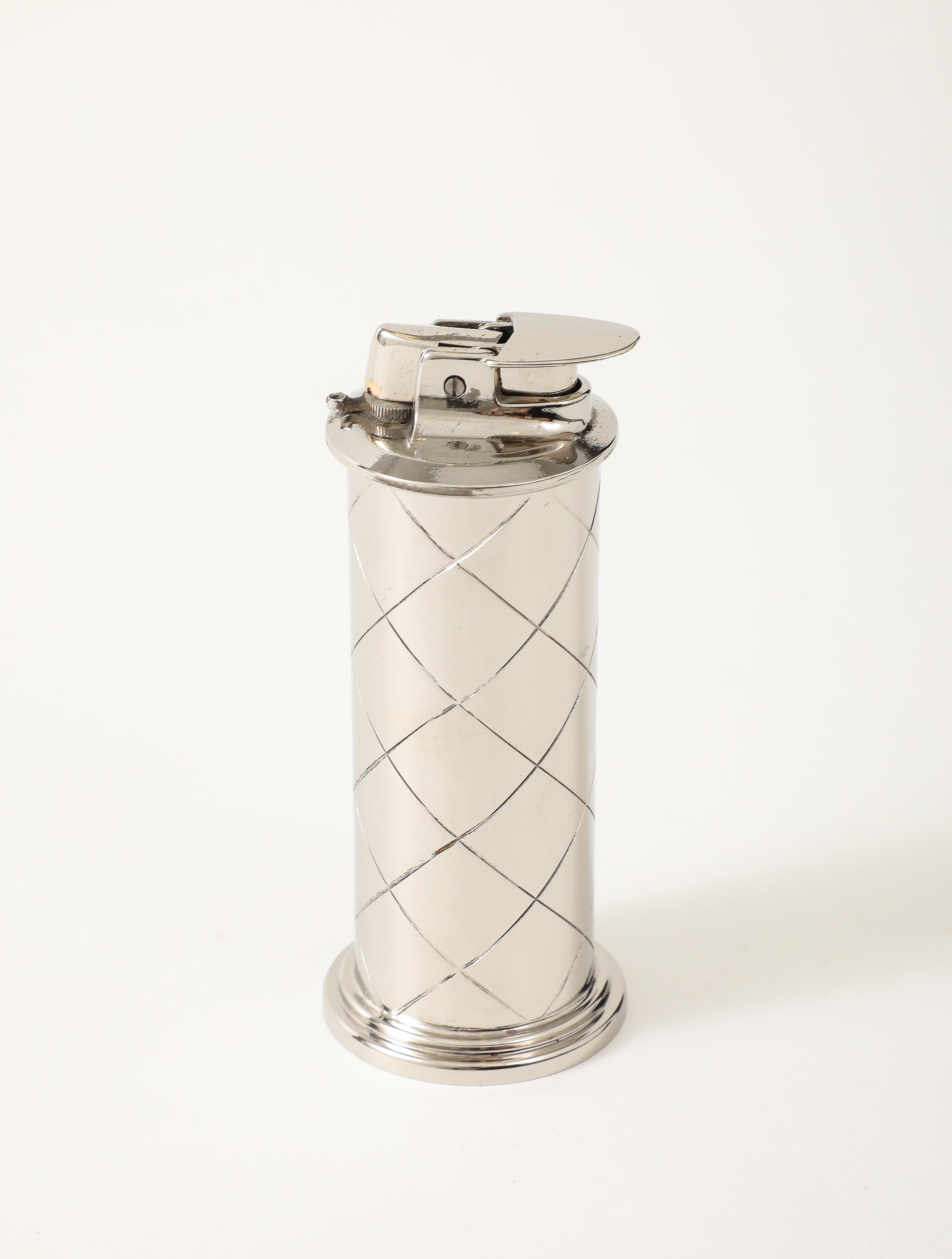20th Century Tommi Parzinger Nickel Ash Tray, Lighter For Sale