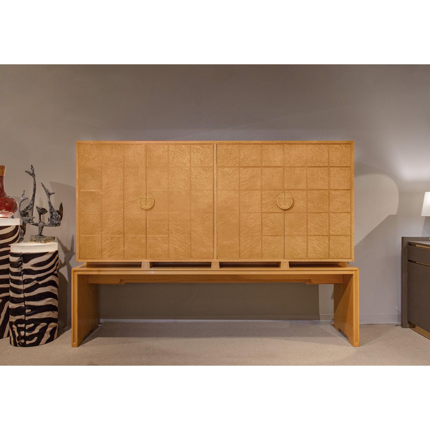 Tommi Parzinger Mueble bar único en su especie en fresno blanco con incrustaciones Años 60 en venta 6