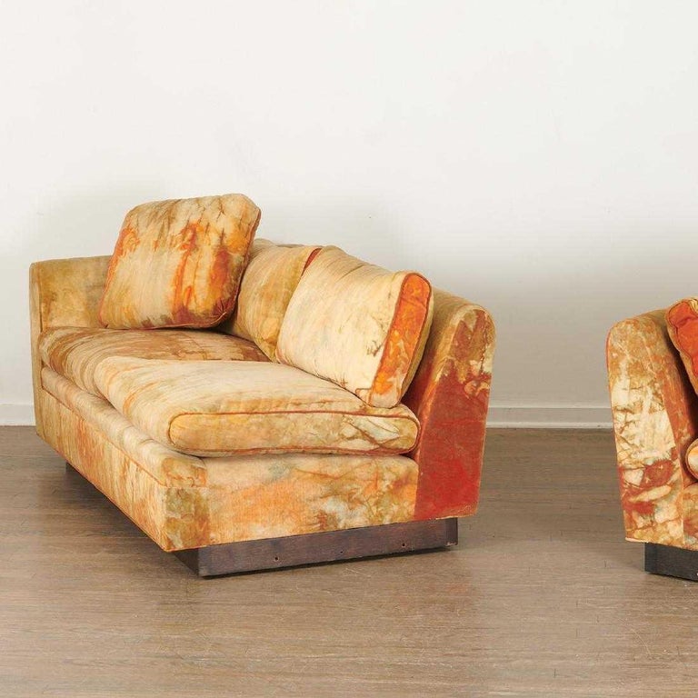 Tommi Parzinger Originals Batik Silk Velvet Modular Plinth Sofa