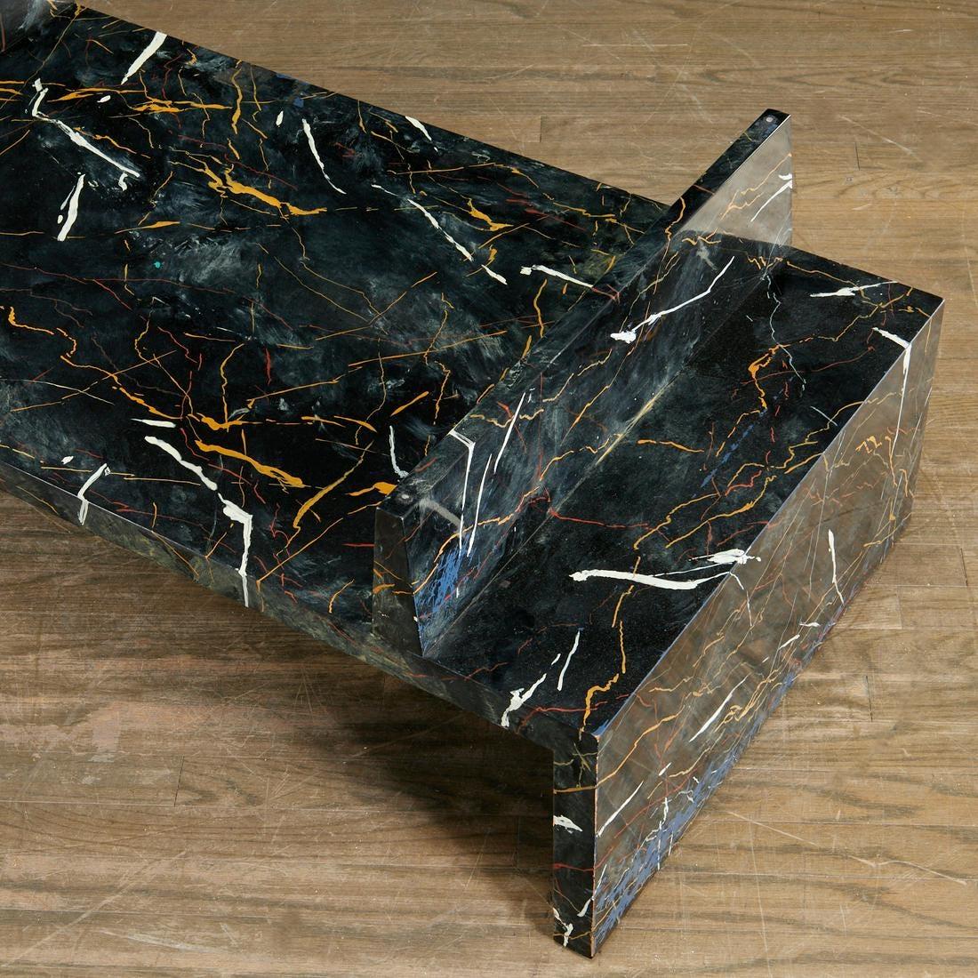 Tommi Parzinger Painted Faux Marble Coffee Table In Good Condition For Sale In New York, NY
