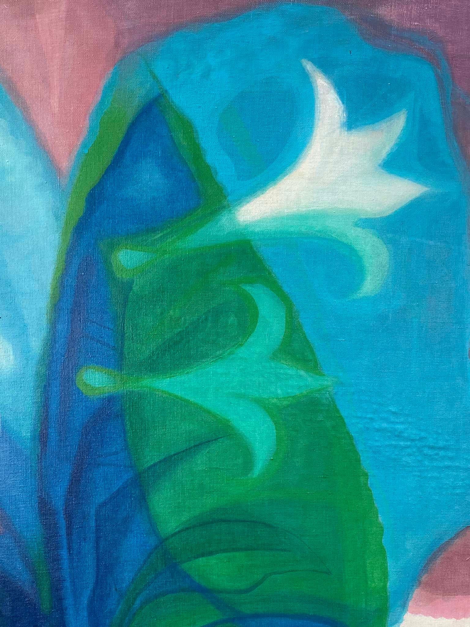 Mid-Century Modern Signed 1969 Large Oil on Canvas 