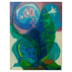 Olio su tela di grandi dimensioni "Rose and Lilly" di Tommi Parzinger firmato nel 1969