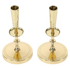 Vintage Tommi Parzinger Pair of Candelabra in Polished Brass, 1950s, 'Signed'