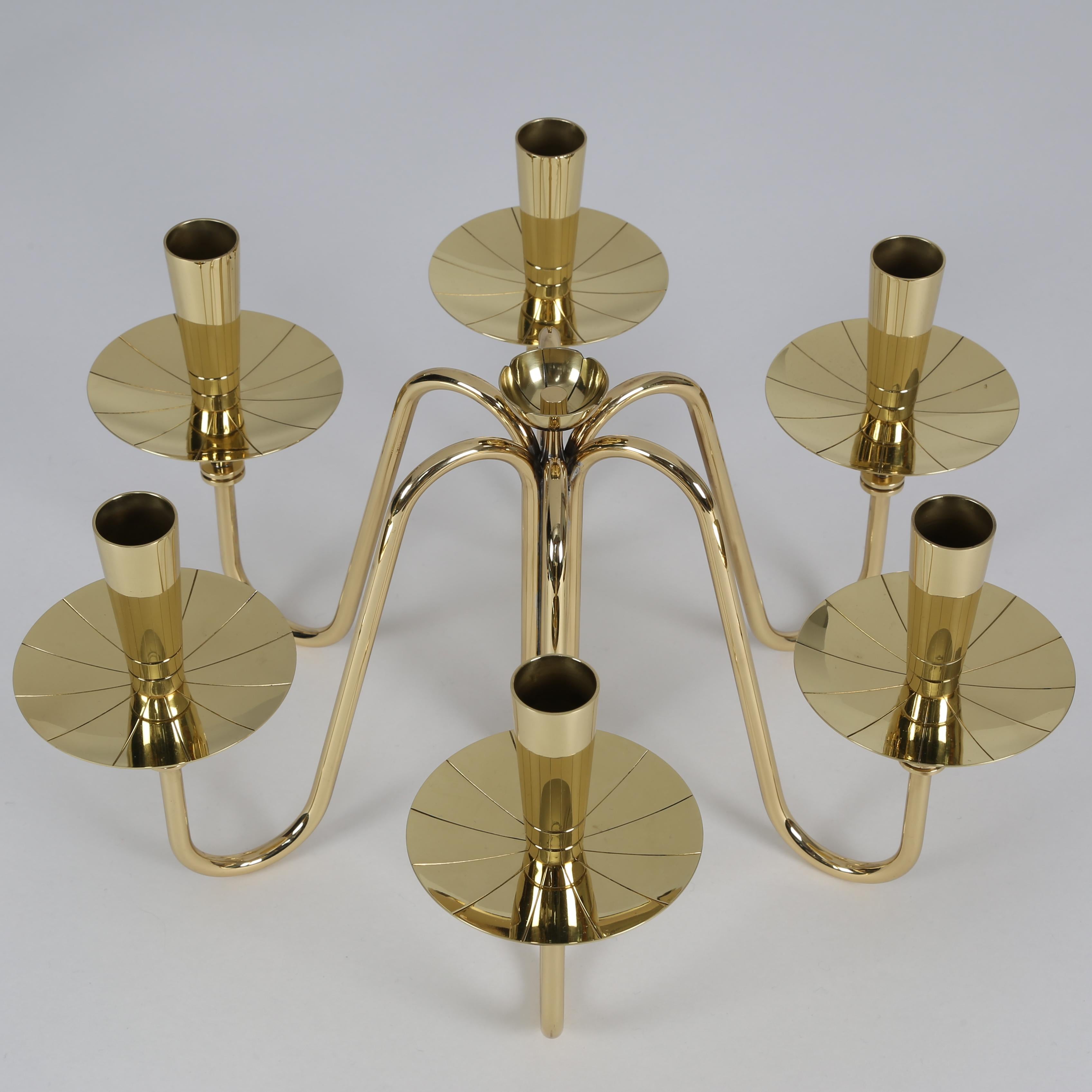 Mid-Century Modern Tommi Parzinger Pair of Flower Candelabra in Polished Brass 1950s