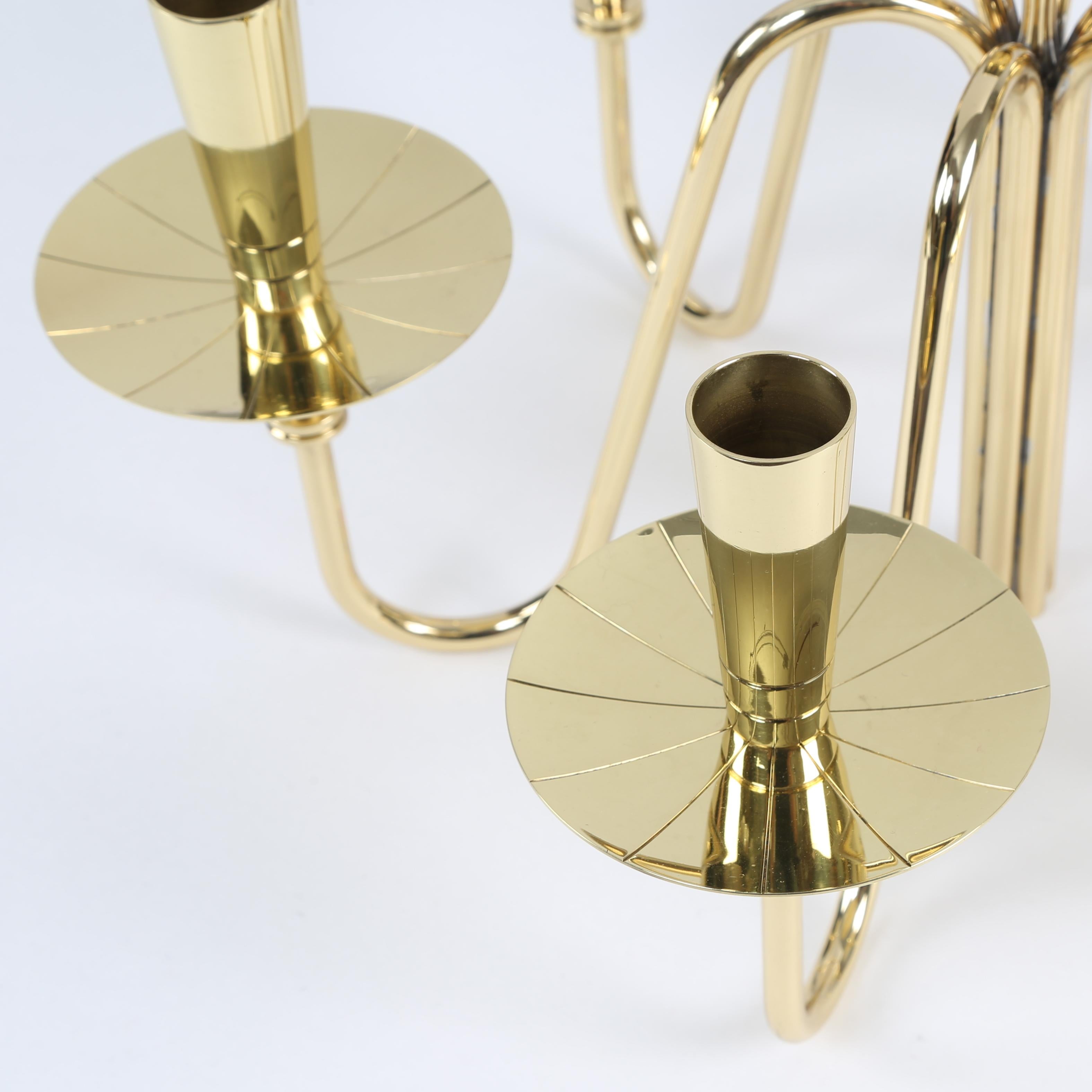 Tommi Parzinger Pair of Flower Candelabra in Polished Brass 1950s In Excellent Condition In New York, NY