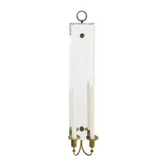 Tommi Parzinger Pair of Mirrored Sconces with Brass Candleholders, 1950s