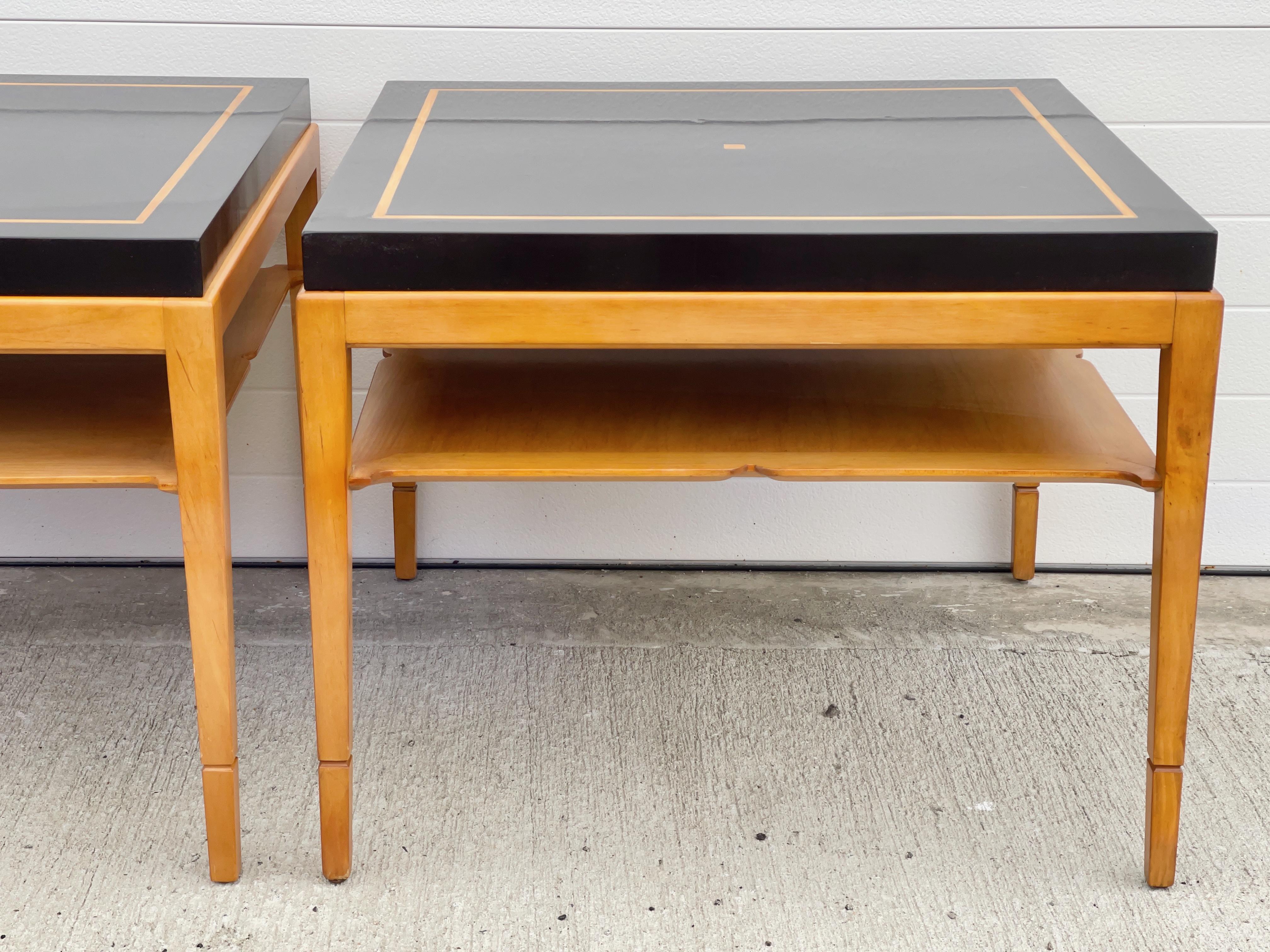 Ebonized Tommi Parzinger Pair of Side Tables For Sale