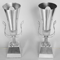 Tommi Parzinger Pair of Urn-Shaped Silver Plated Table Lamps, 1940s