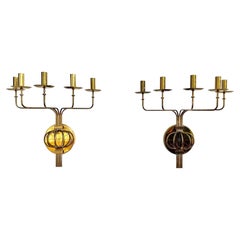 Tommi Parzinger Pair of Wall Scones Candle Holders
