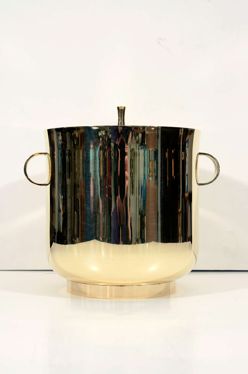 American Tommi Parzinger Polished Brass Ice Bucket