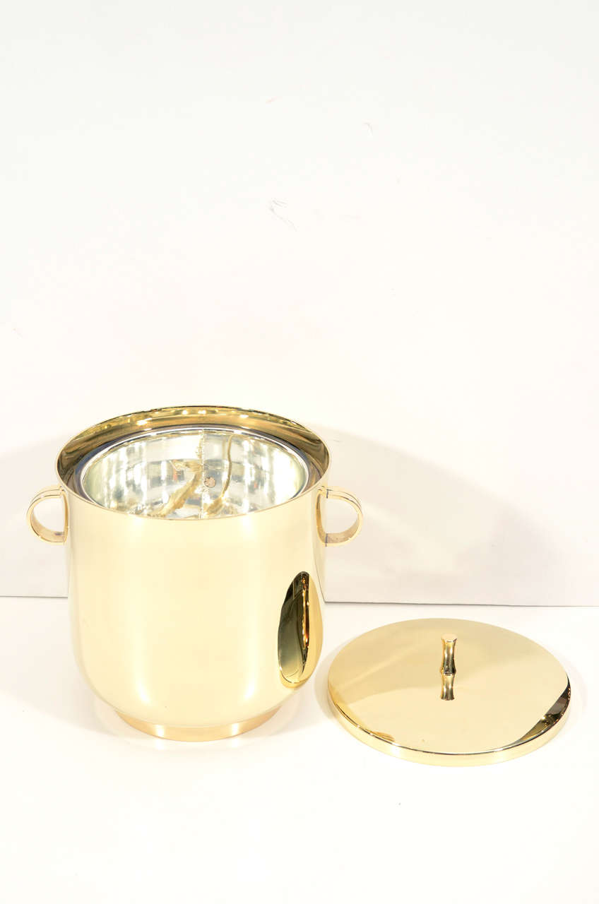 20th Century Tommi Parzinger Polished Brass Ice Bucket