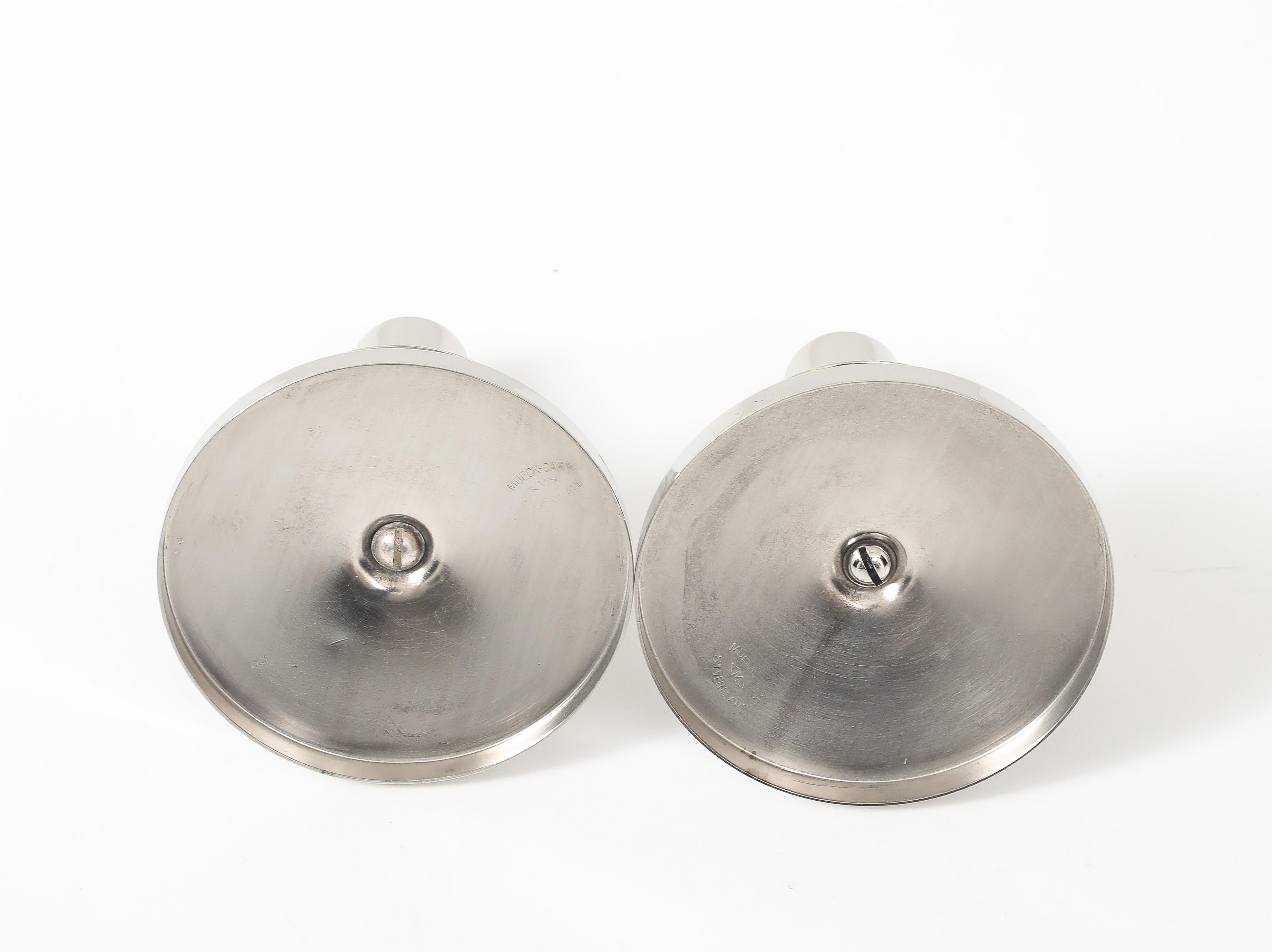 Tommi Parzinger Polished NIckel Candlesticks in vendita 3