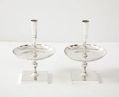 Tommi Parzinger Polished Nickel Candlesticks