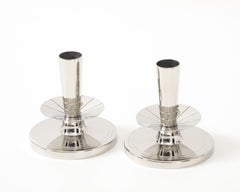 Tommi Parzinger Polished NIckel Candlesticks