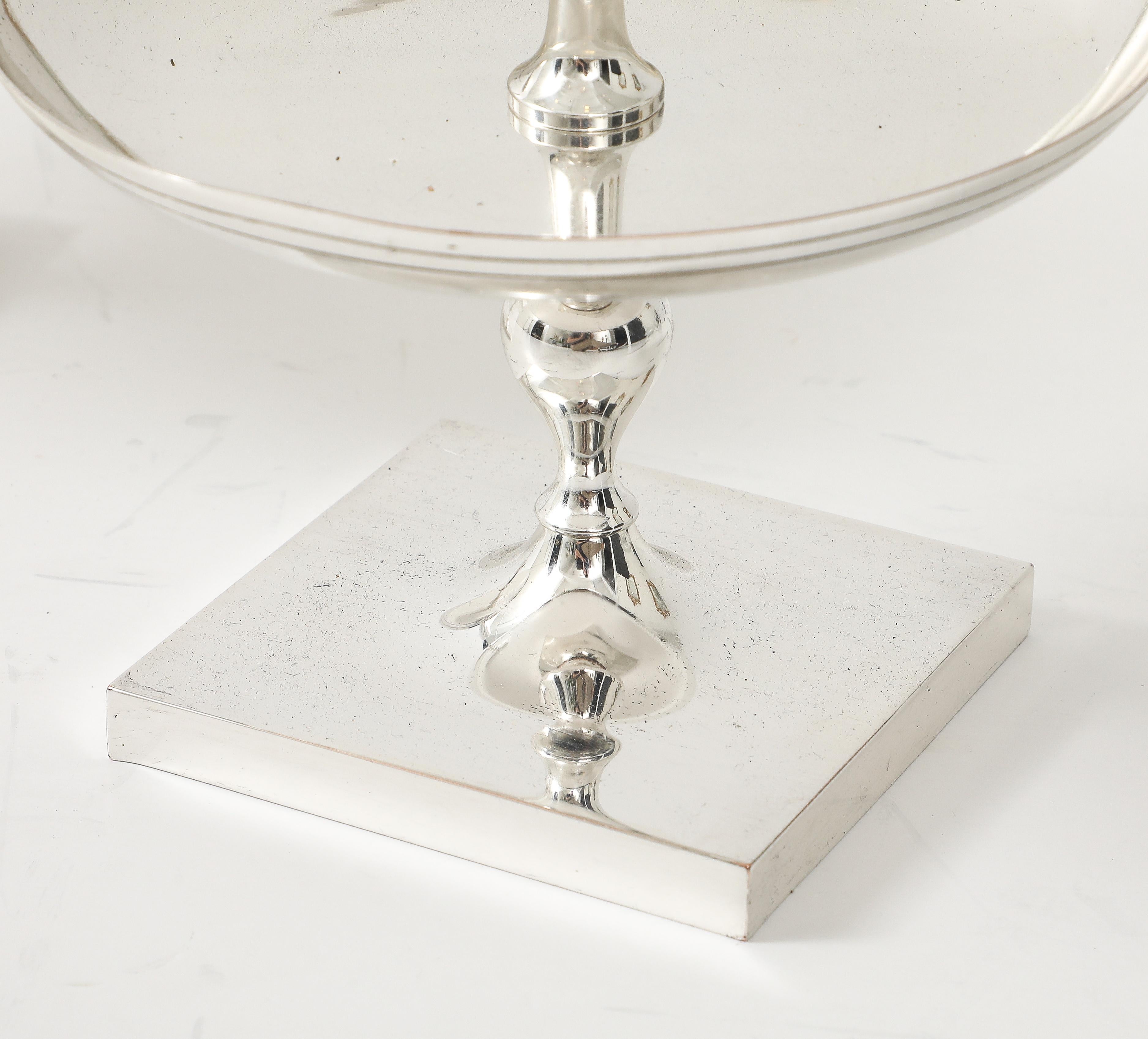 20th Century Tommi Parzinger Polished Nickel Candlesticks For Sale