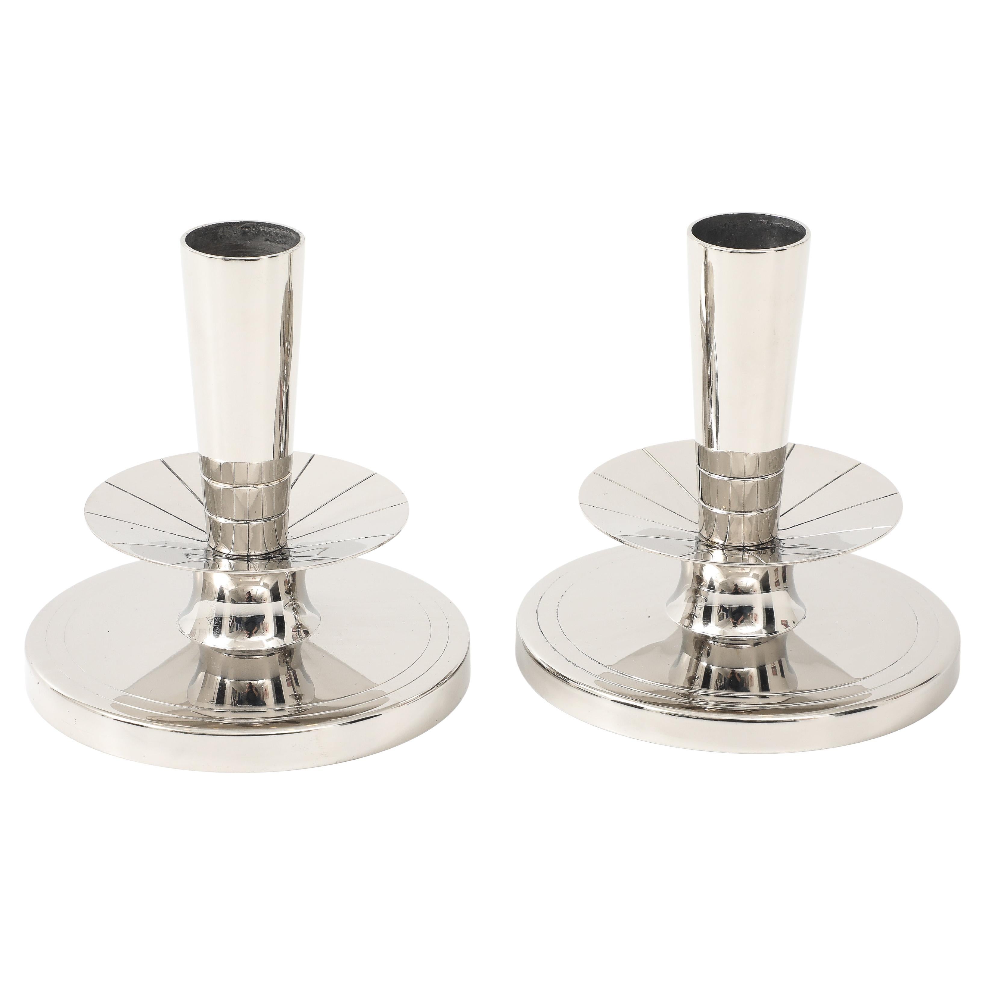 Tommi Parzinger Polished NIckel Candlesticks