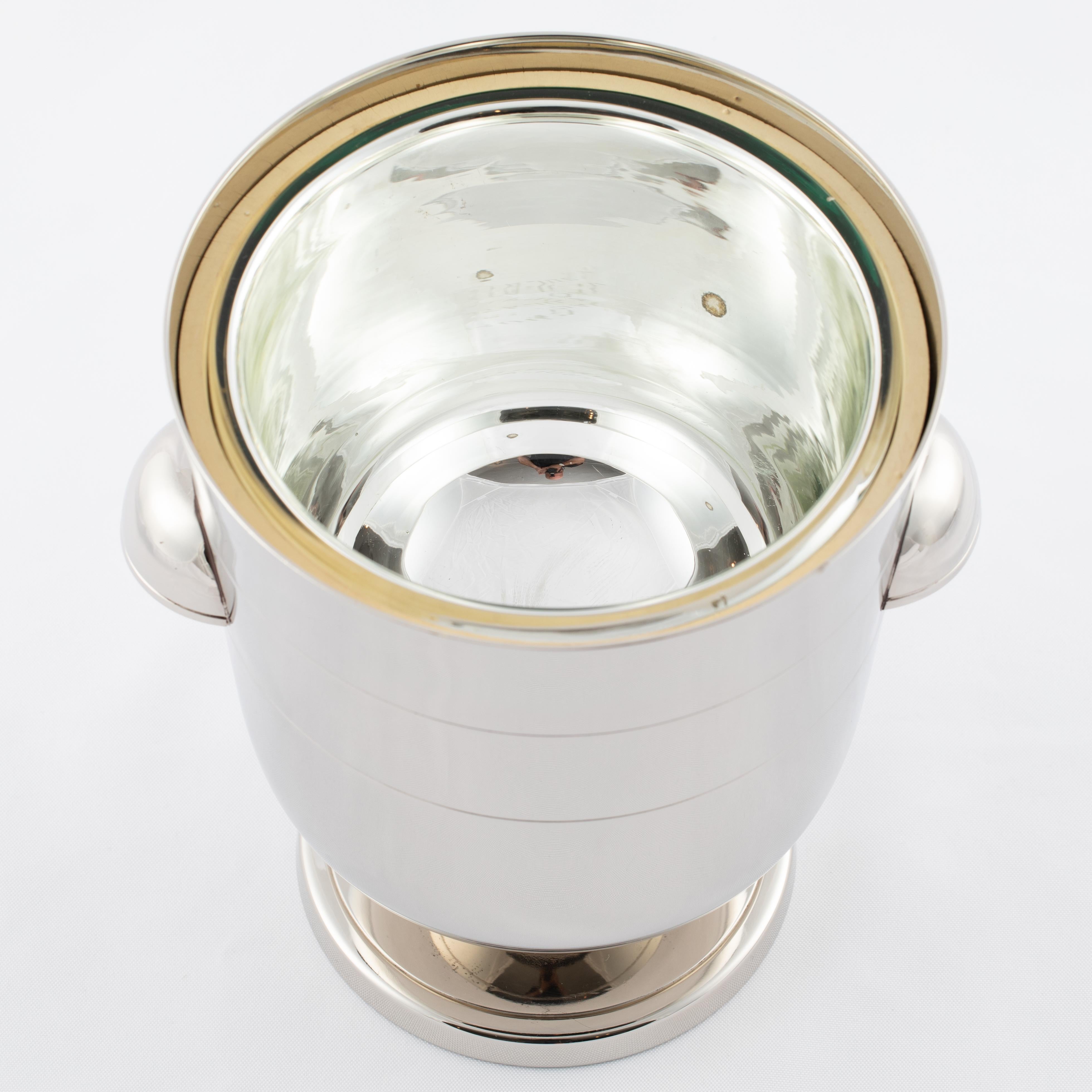 Brass Tommi Parzinger Polished-Nickel Ice Bucket, circa 1950s For Sale