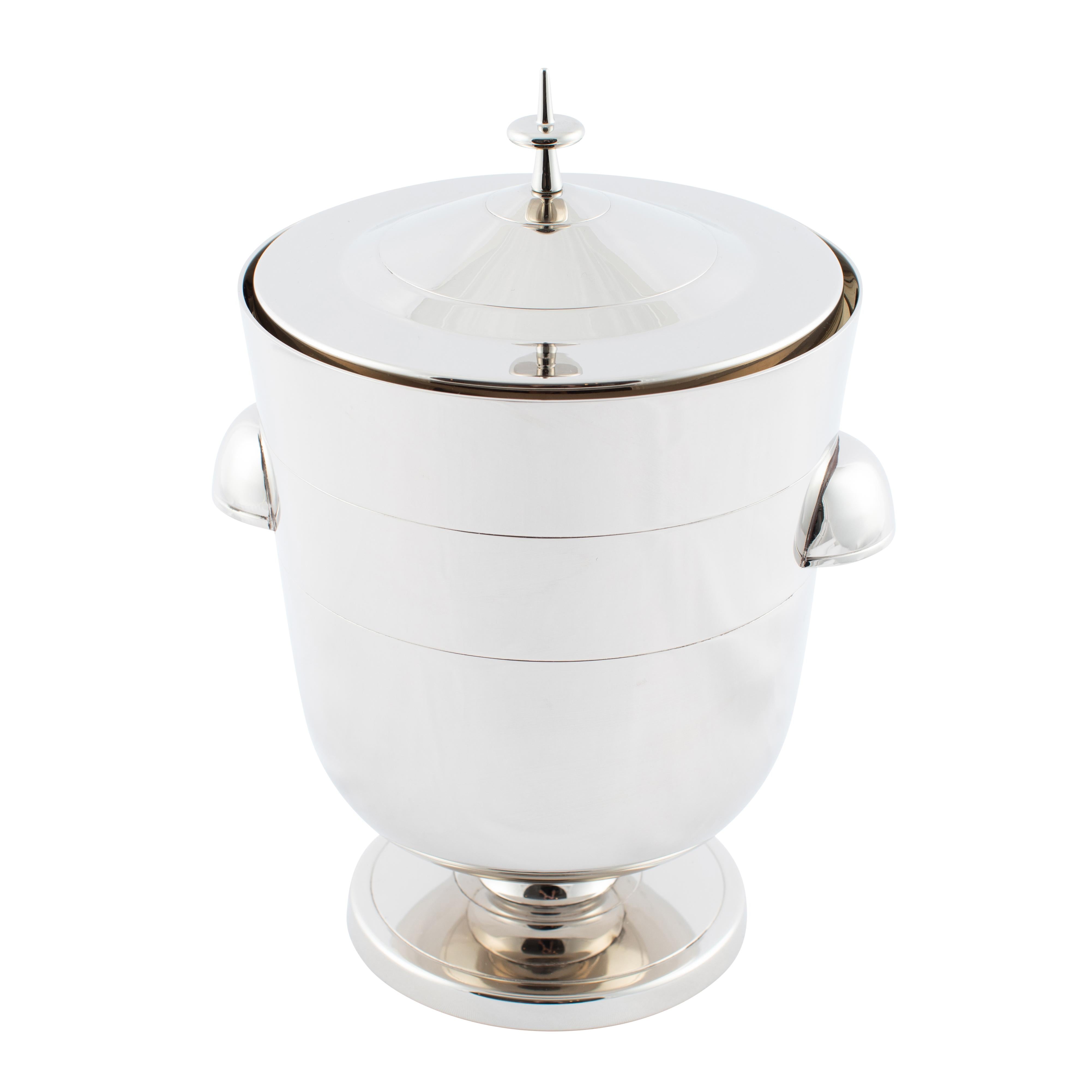 Tommi Parzinger Polished-Nickel Ice Bucket, circa 1950s For Sale