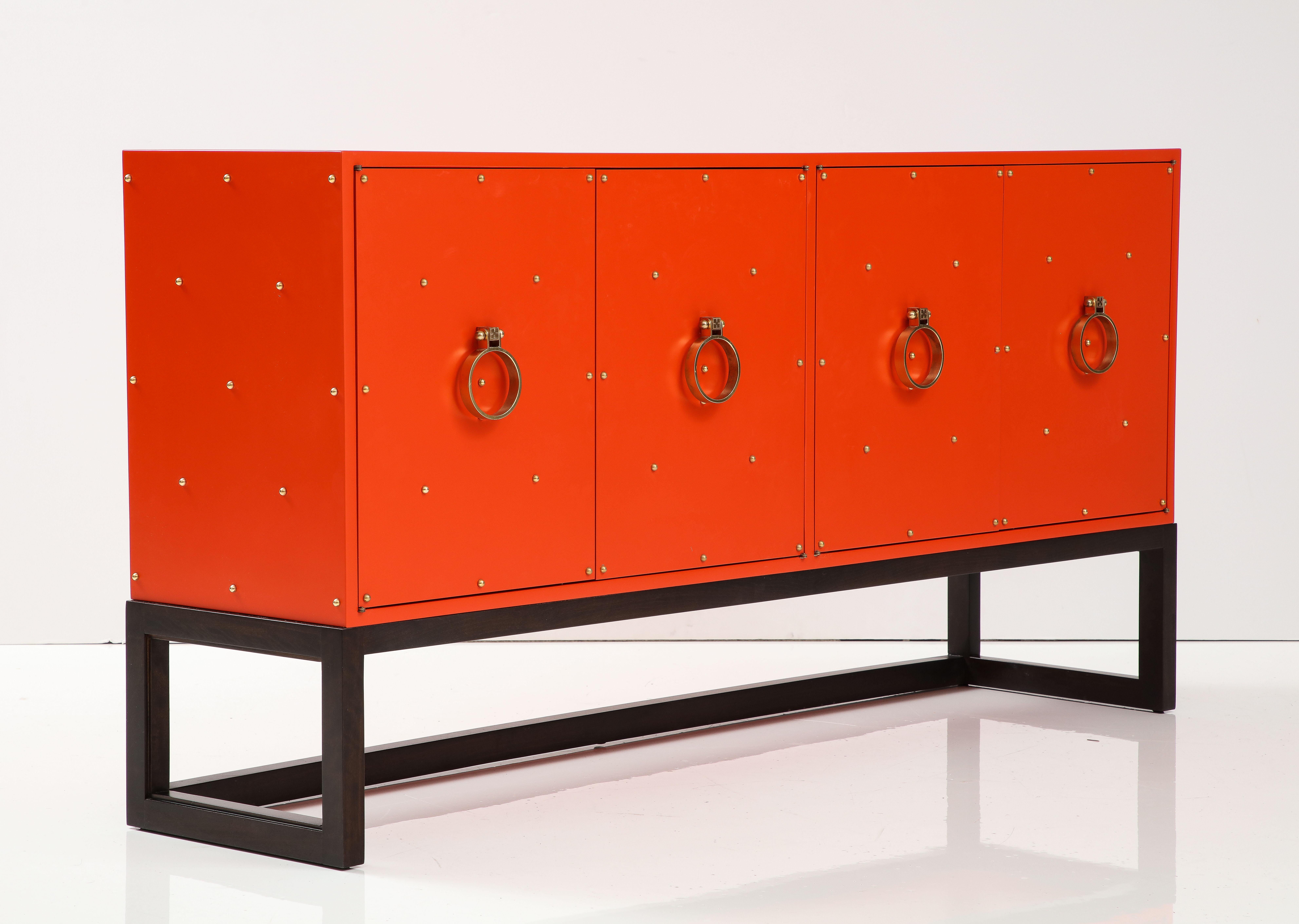 American Tommi Parzinger Poppy Lacquer Credenza For Sale